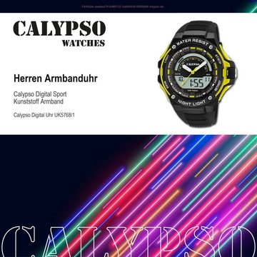 CALYPSO WATCHES Digitaluhr Calypso Herren Uhr K5768/1 Kunststoffband, Herren Armbanduhr rund, Kunststoff, PUarmband Schwarz, Sport