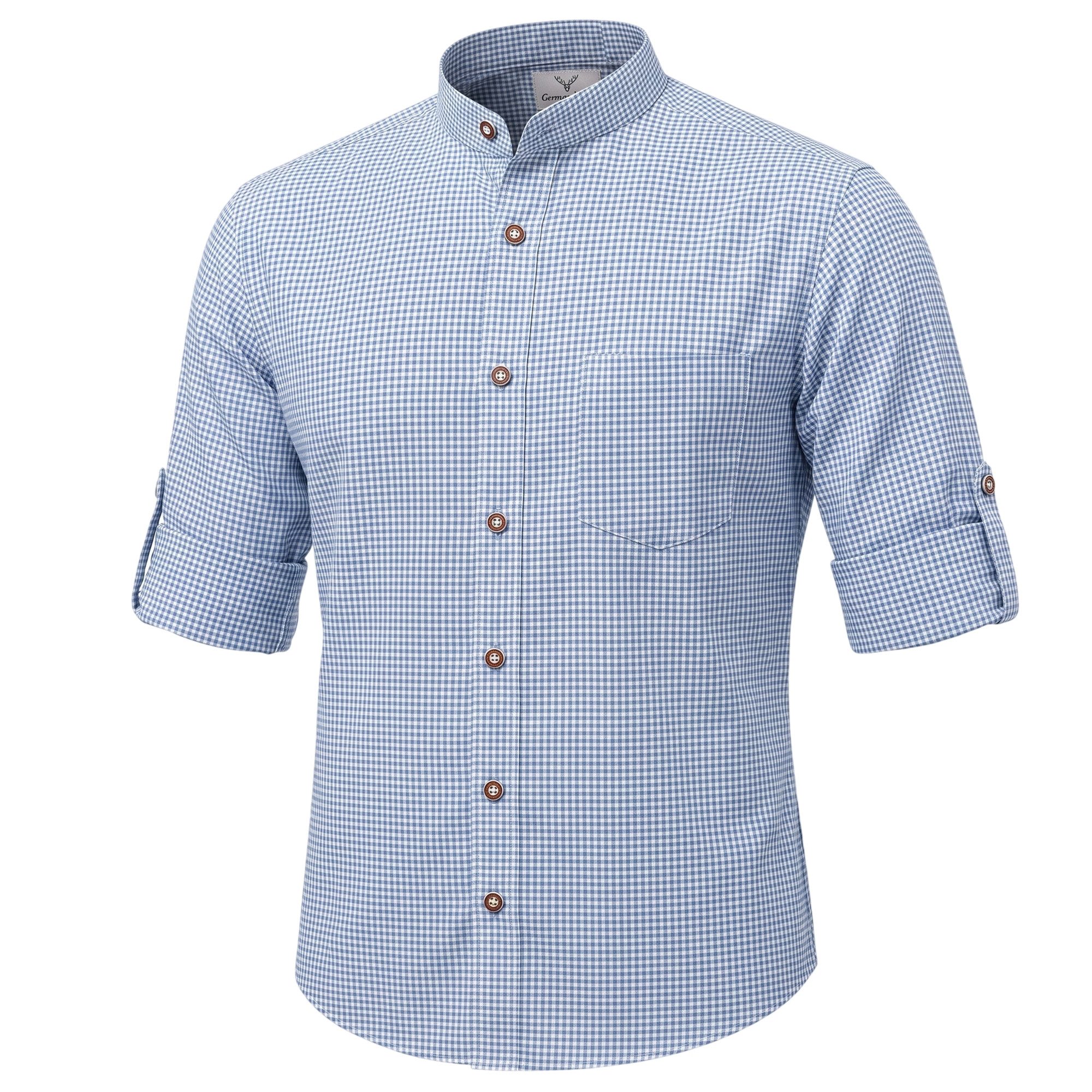 German Wear Trachtenhemd GW120x-SK Trachtenhemd mit Stehkragen für Trachtenlederhosen kariert – Bild 4 von 5
