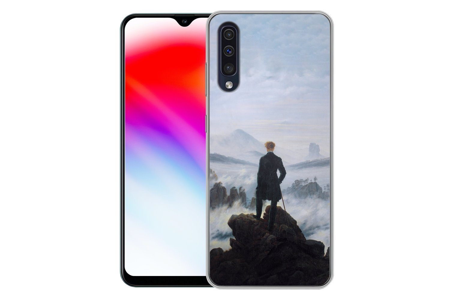 MuchoWow Handyhülle für Samsung Galaxy A50 Der Wanderer über dem Nebelmeer - Caspar David, Smartphone-Bumper, Print, Handy Schutzhülle Dünn