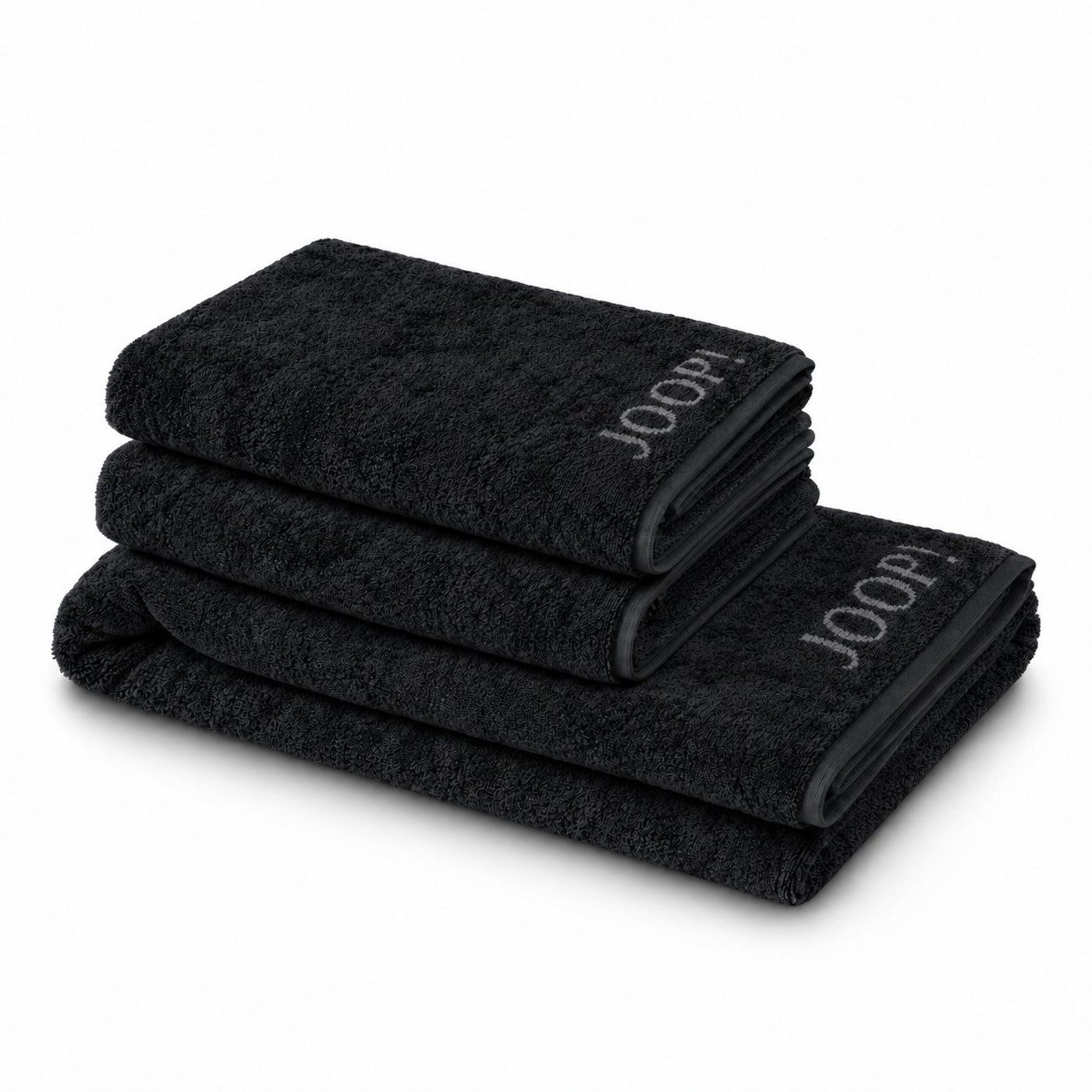 JOOP! Handtuch Set JOOP! Handtuch Duschtuch Set 3-teilig 1600-90 Classic schwarz anthra., Walkfrottier (Spar-Set, 3-St)