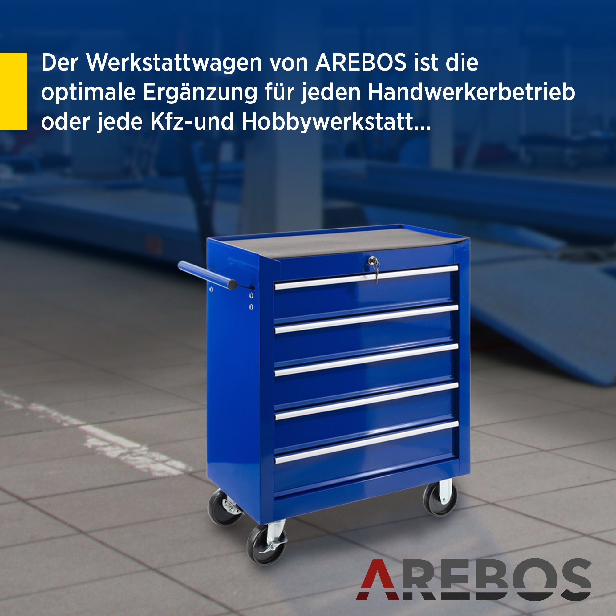 Arebos Werkstattwagen Werkstattwagen 5 Fächer, zentral günstig online kaufen