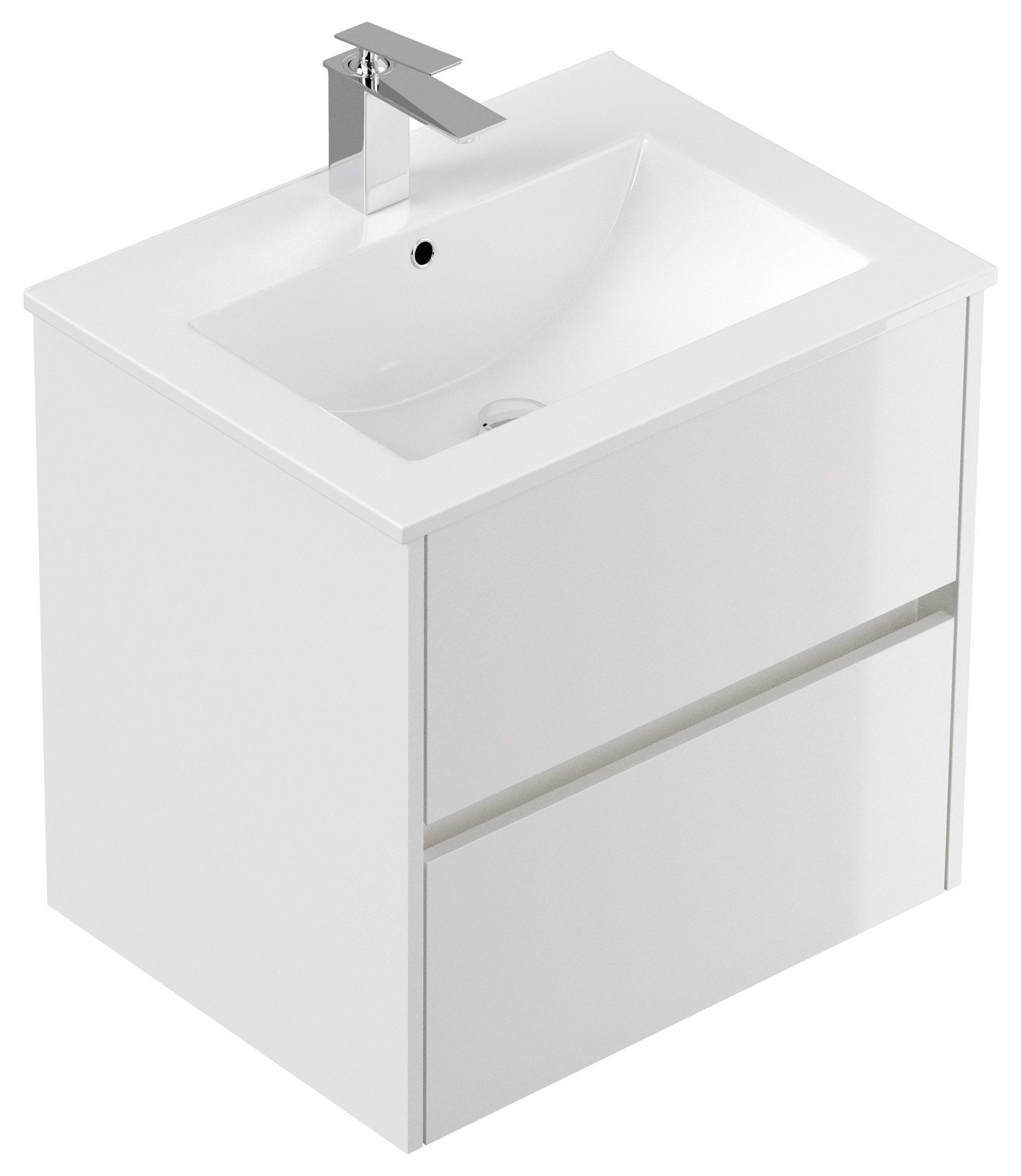 Magnolia Home Waschtisch Badmöbel Taifun & Waschtisch 60cm 2 Greifraum SoftClose Auszüge weiß H