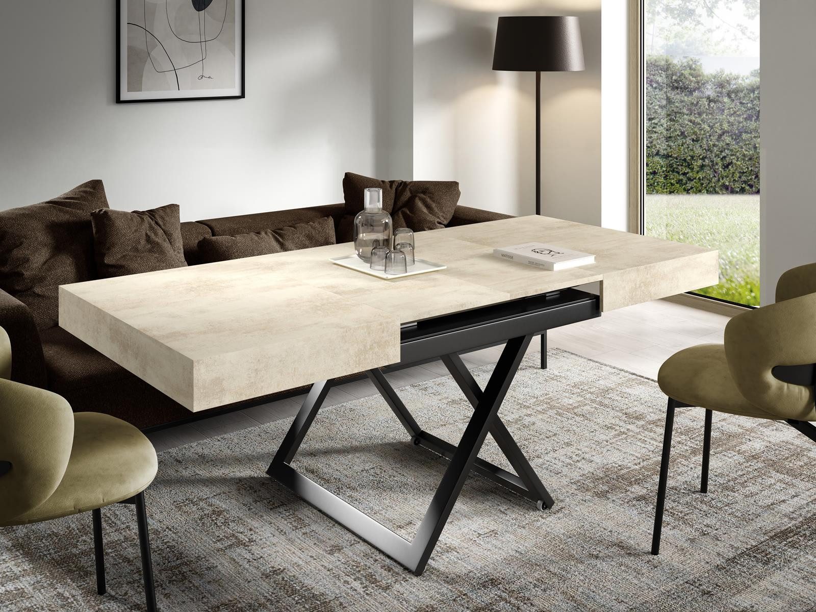 Compleo Couchtisch ausziehbar und höhenverstellbar, Modern Design, 120/200 x 80 x 27-80cm – Bild 3 von 5