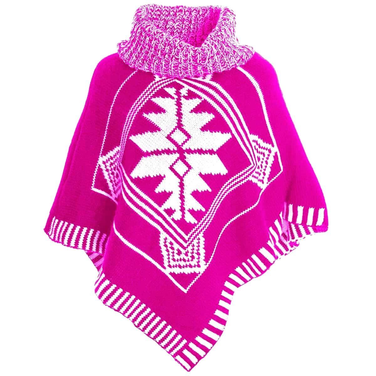 Mädchen Neonpink (1-tlg) BEZLIT Casual mit Poncho Schalkragen Strickponcho