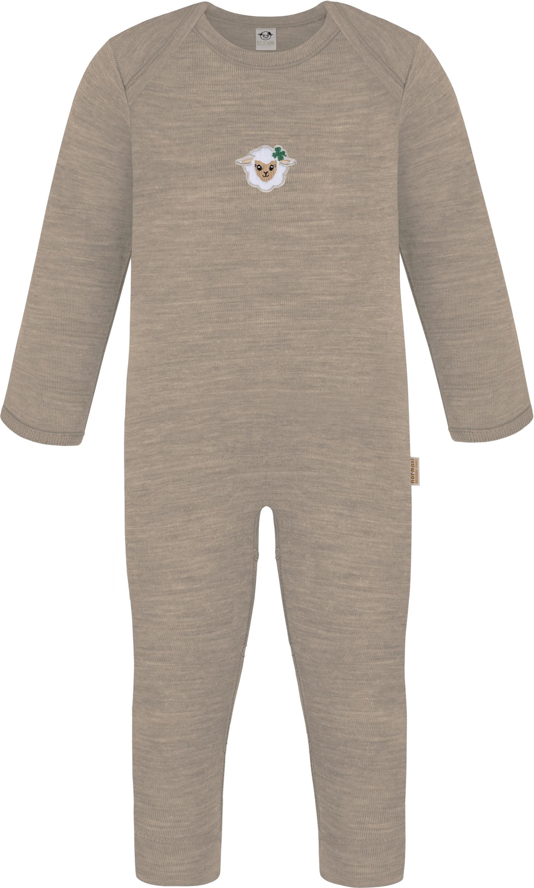 normani Langarmwickelbody Baby Merino Strampler Waverly Baby Merino Overall ohne Füße - Unisex Schlafanzug Schlafstrampler