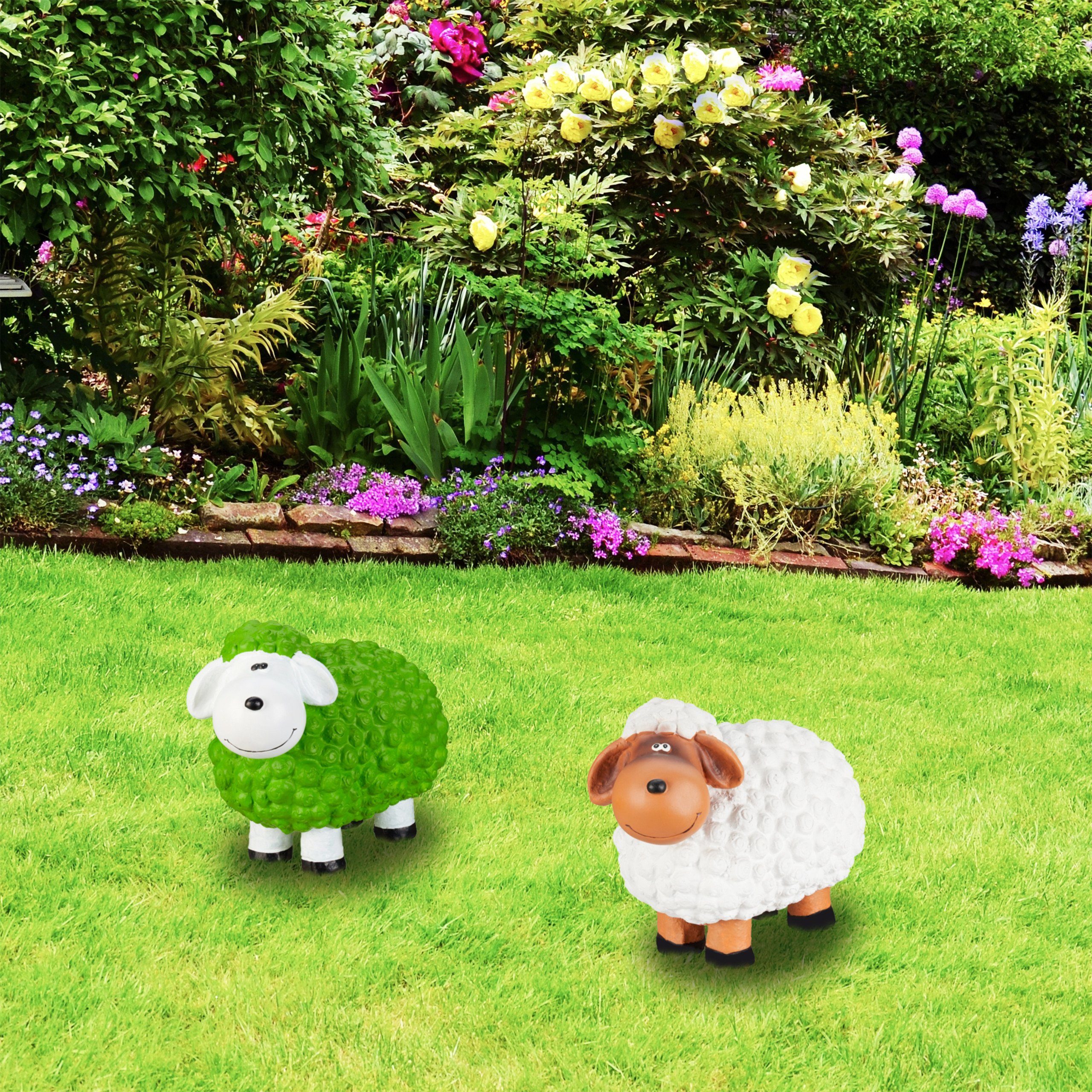 relaxdays Gartenfigur Gartenfigur Schaf, Grün Weiß Grün Schwarz