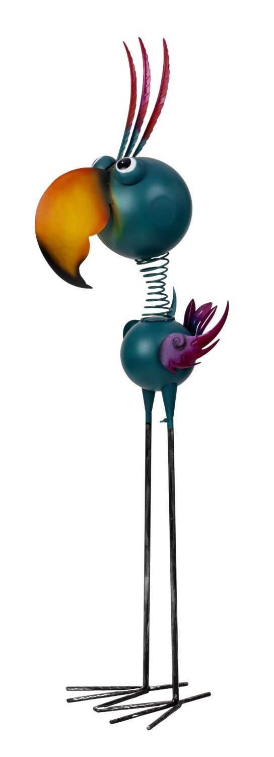 MF Gartenfigur Gartendeko Metall Vogel XL bunt stehend Marivo 129 cm, (1 St)