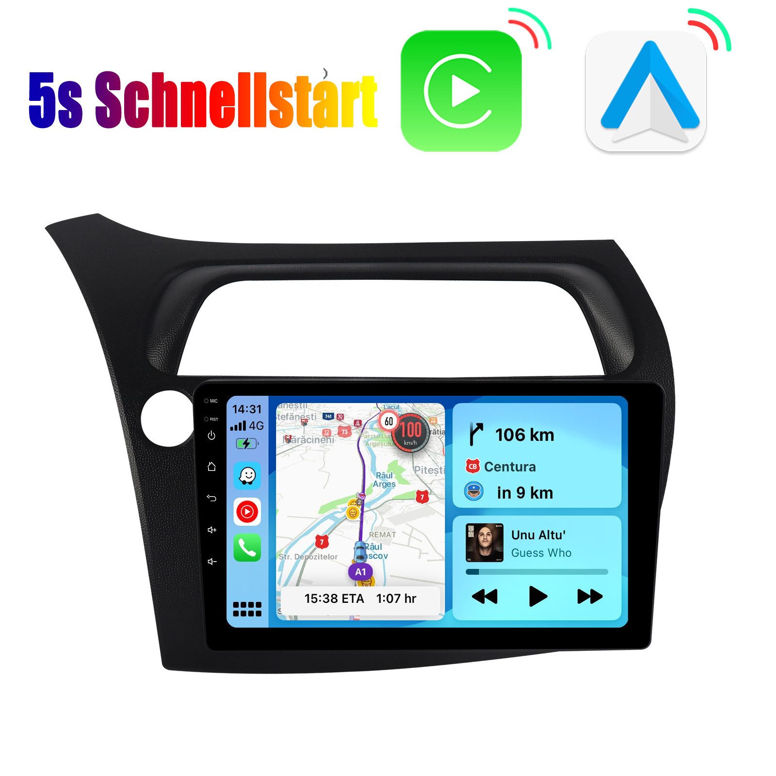A-Sure Carplay Android Auto Radio Plug & Play Für Honda Civic VIII 2006-2011 Autoradio (DSP, Linux, USB, 1280*720)