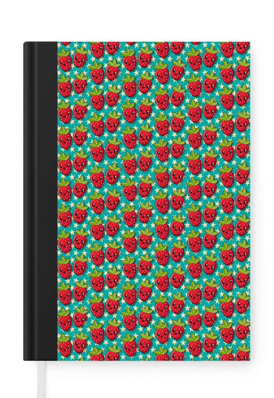 MuchoWow Notizbuch Erdbeeren - Kinder - Obst - Vegan - Design, Journal, Merkzettel, Tagebuch, Notizheft, A5, 98 Seiten, Haushaltsbuch