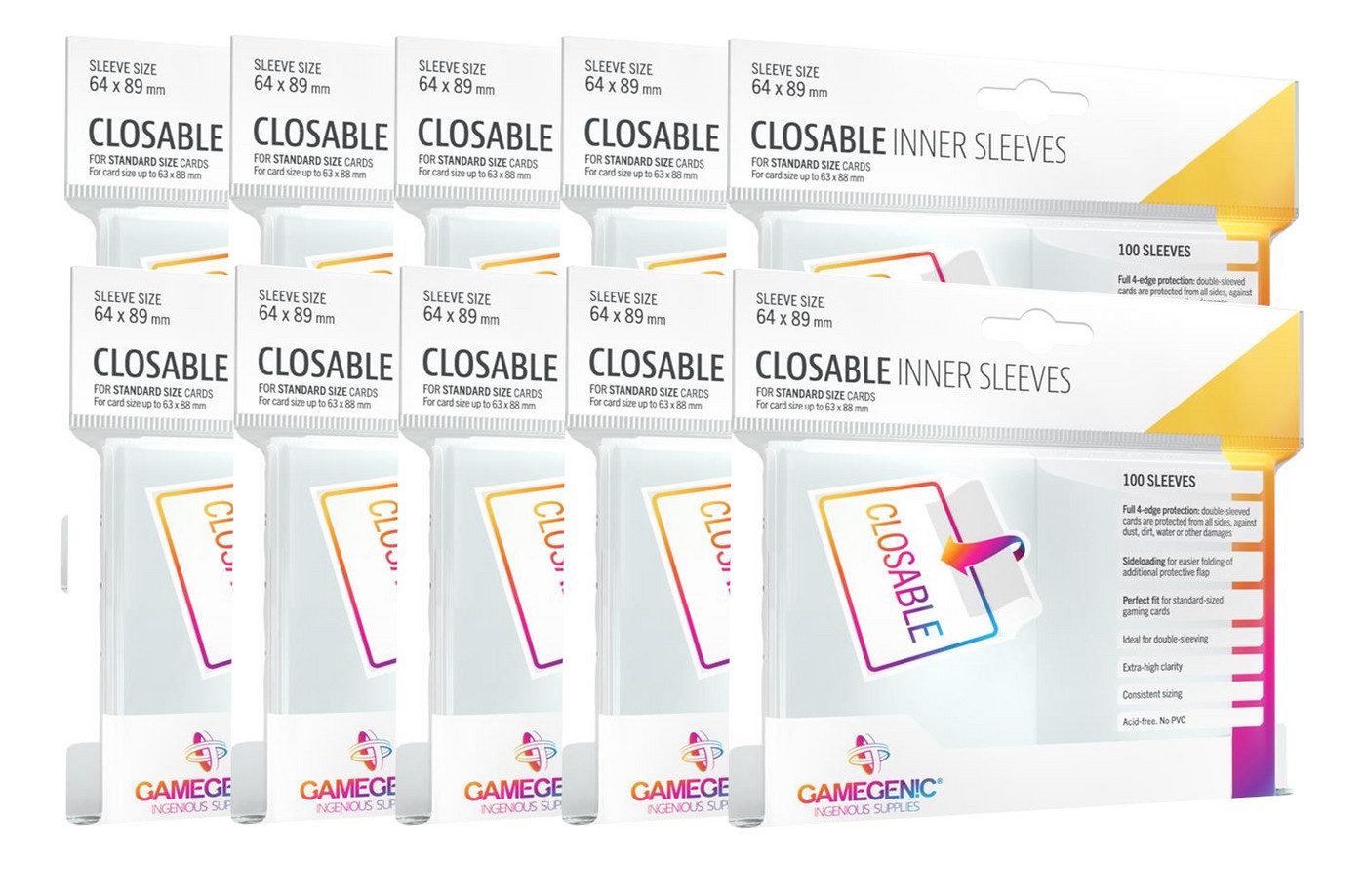 Gamegenic Sammelkarte 10x 100 Closable Inner Sleeves