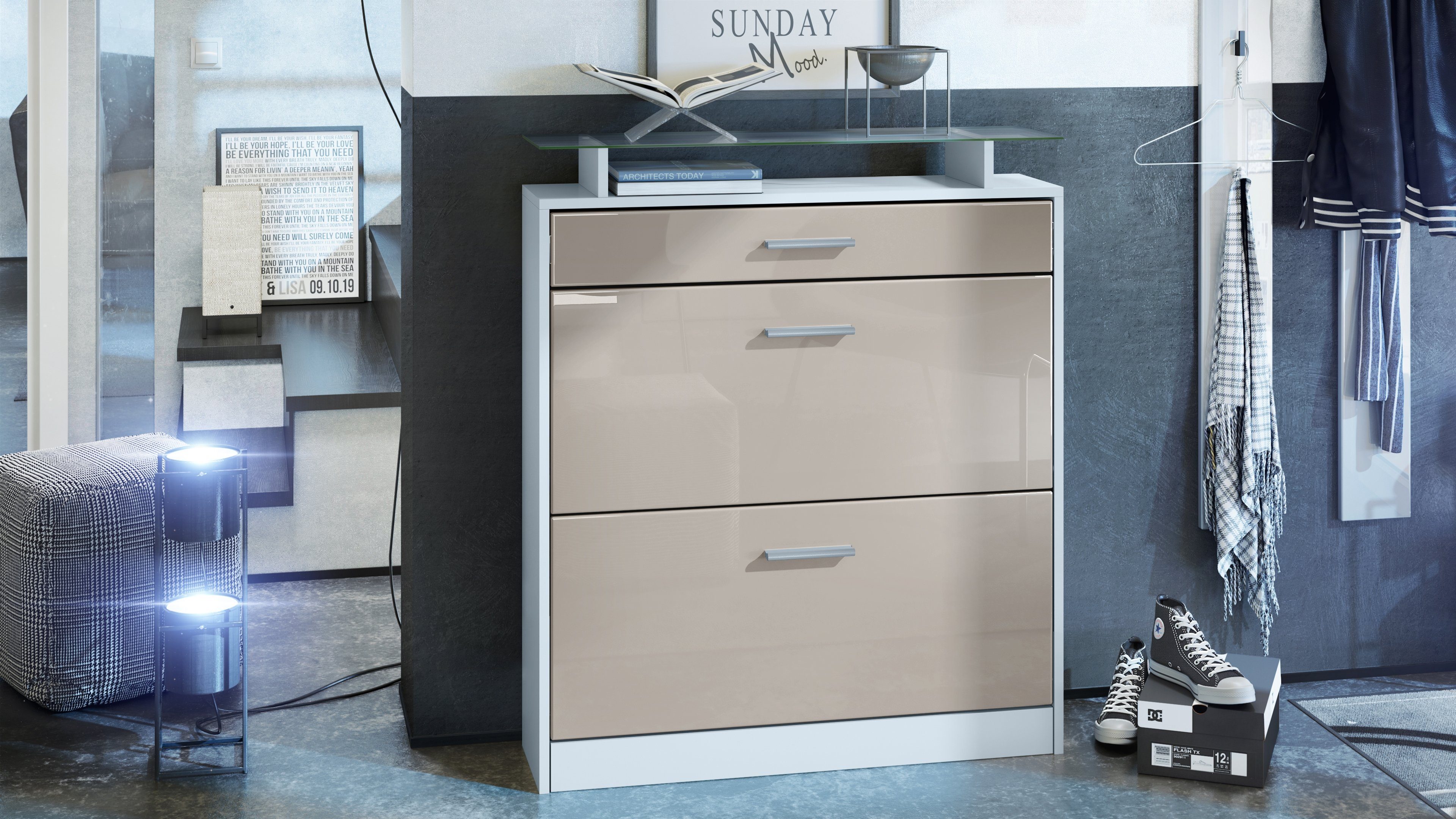 Vladon Schuhschrank Loret (hängender Schuhkipper für 16 Paar Schuhe, mit 2 günstig online kaufen