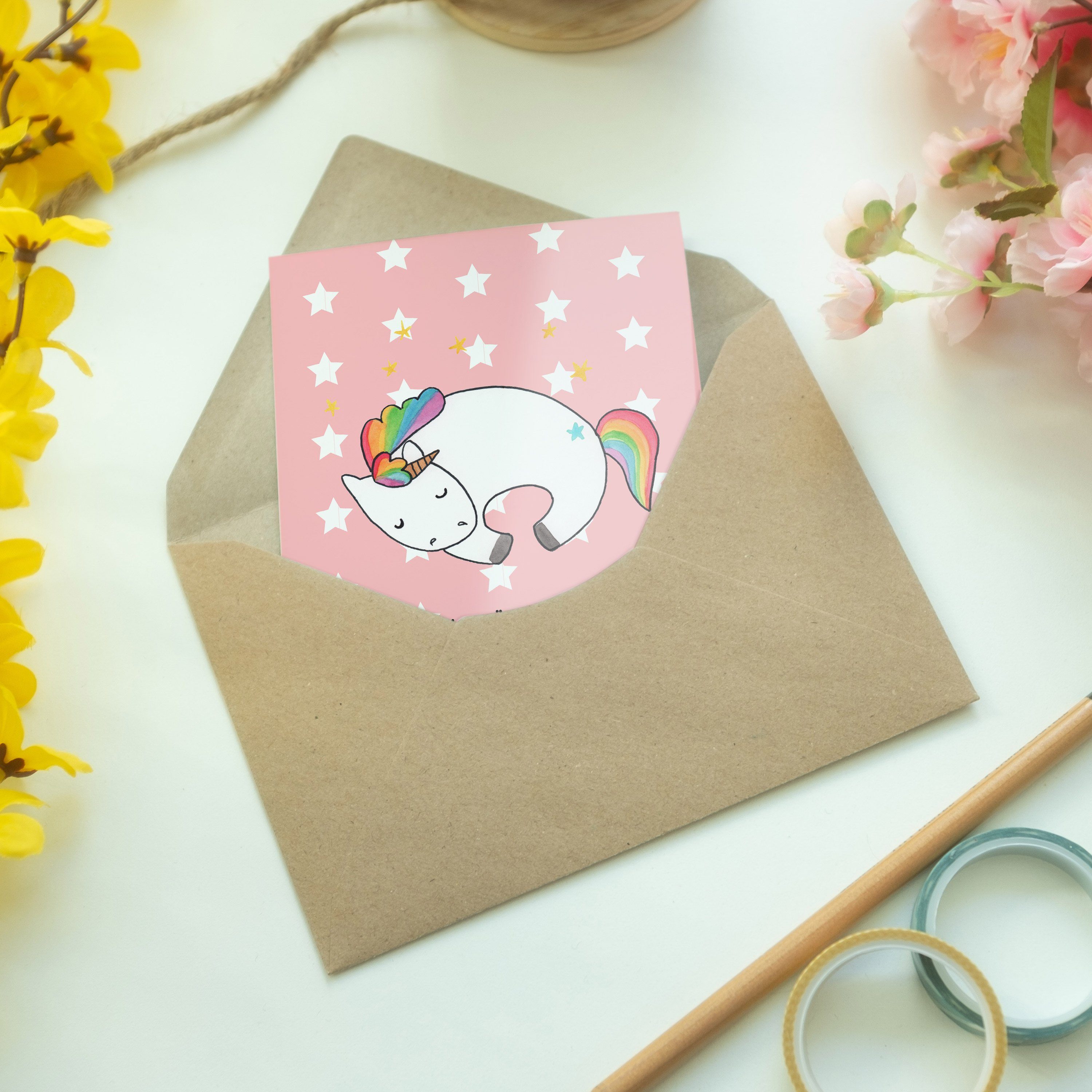 Pastell Mrs. & Hochzeitskarte, Nacht Einhorn Rot Unicorn, Pega Mr. - - Geschenk, Grußkarte Panda
