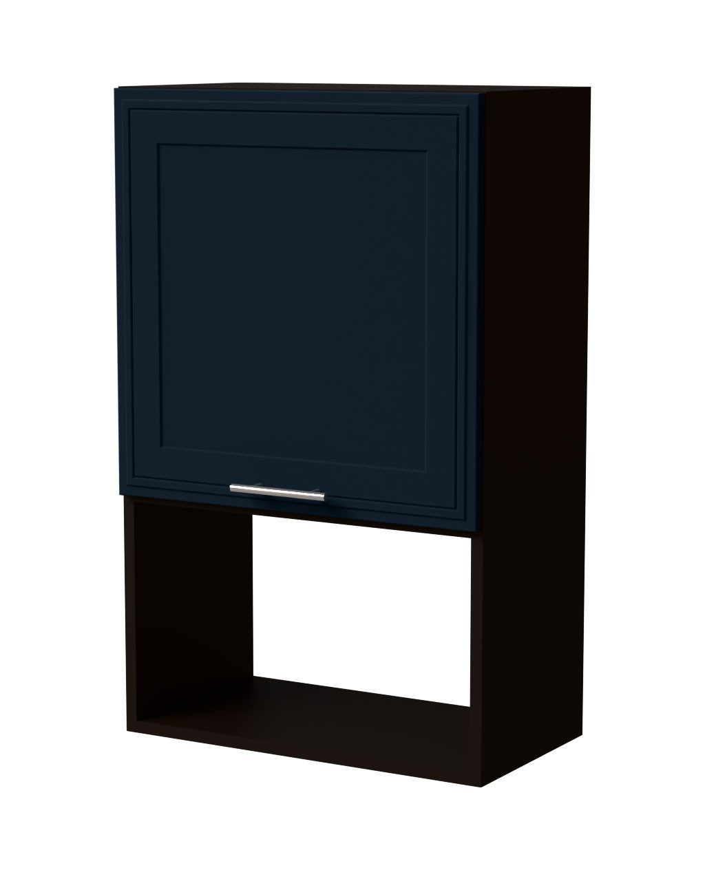 Feldmann-Wohnen Mikrowellenumbauschrank Salo (W4MK/60, 1 Tür, 1 Gerätefach, 1-St., moderne Kassettenoptik, folierte Fronten) schwarz / indigo matt