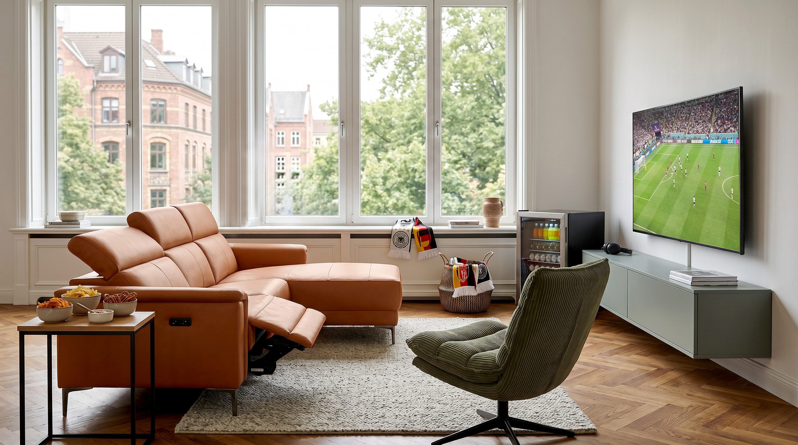 OTTO home Ecksofa LUND, Naturleder, L-Form, 261cm, man./elektr. Relaxfunktion (USB-A), mit USB A-Anschluss bei elektrischer Variante und Kopfteilverstellung