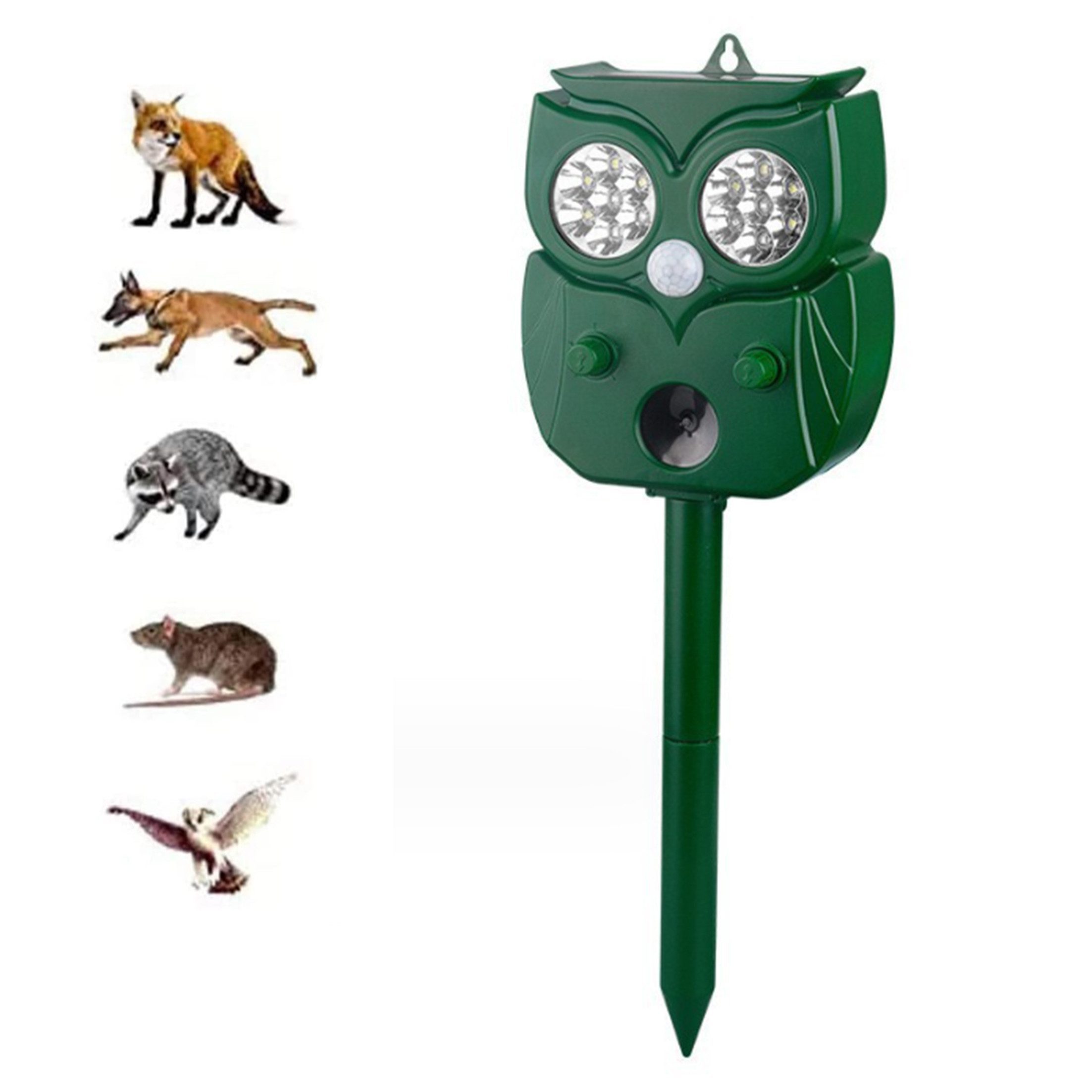 KINSI Ultraschall-Tierabwehr Ultraschall-Mäuseschreck mit Solar,Mausabwehr für Garten,Haus&Terrasse, Wetterfester Tiervertreiber gegen Nagetiere,Maulwürfe,Ratten