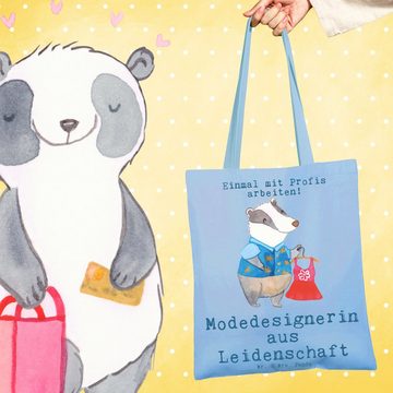 Mr. & Mrs. Panda Tragetasche Modedesignerin Leidenschaft - Sky Blue - Geschenk, Beuteltasche, Mode (1-tlg), Cross Stitching Griffe