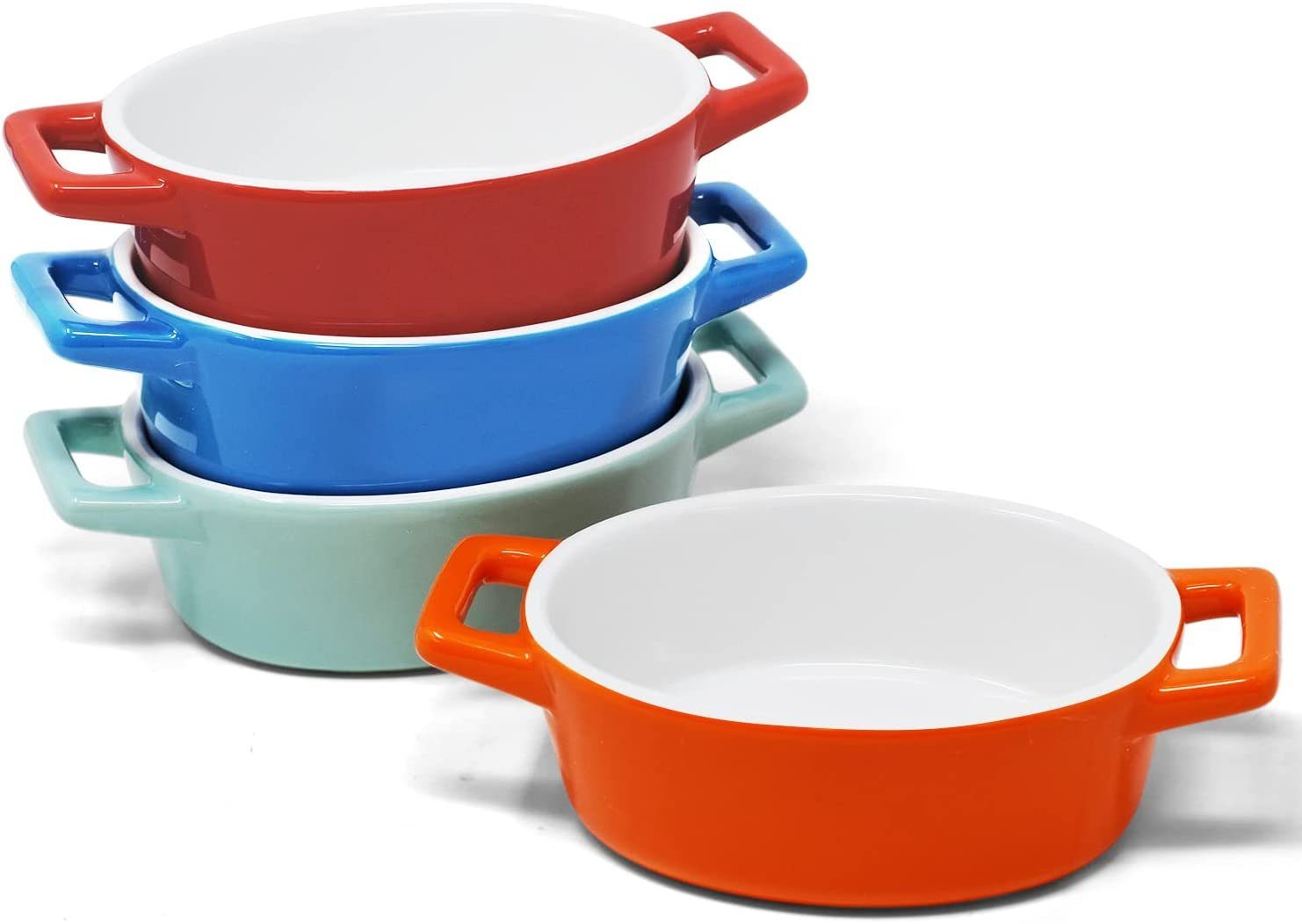 Auflaufform Mini Auflaufform 4er Set Oval Backform kleine auflaufförmchen Keramik