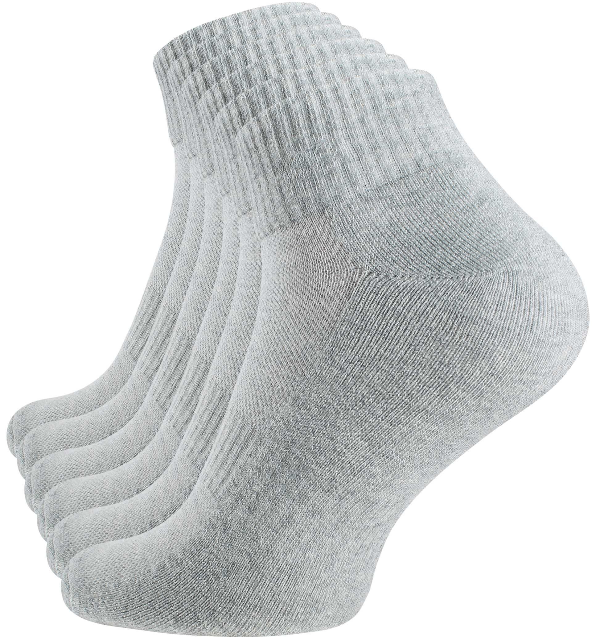 Stark Soul® Sportsocken Quarter Socken-Sportsocken mit Mesh-Strick und Frotteesole 6 Paar Grau