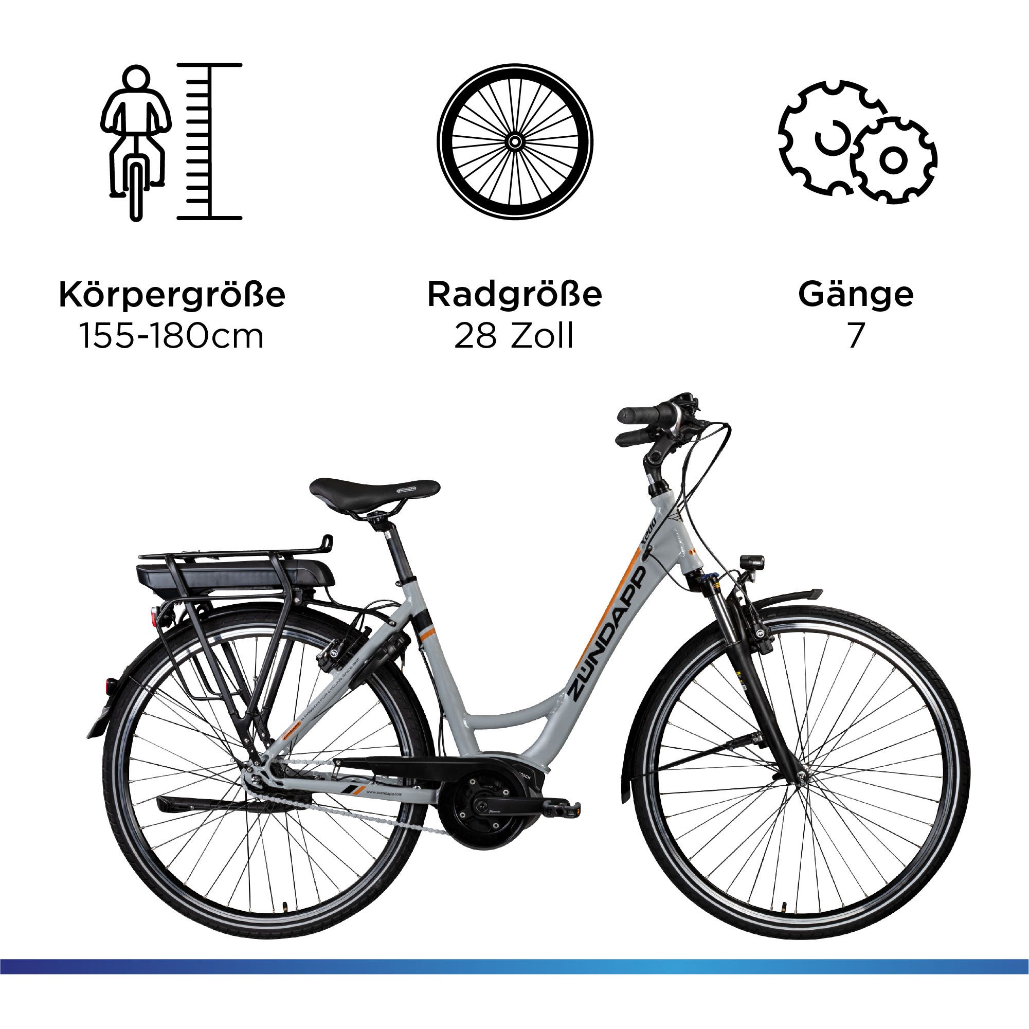 Zündapp E-Bike Cityrad X200 - Bosch Mittelmotor, 7 Gang Shimano Nexus Schaltwerk, Nabenschaltung, Mittelmotor, 400 Wh, Pedelec, Elektrofahrrad für Damen u. Herren
