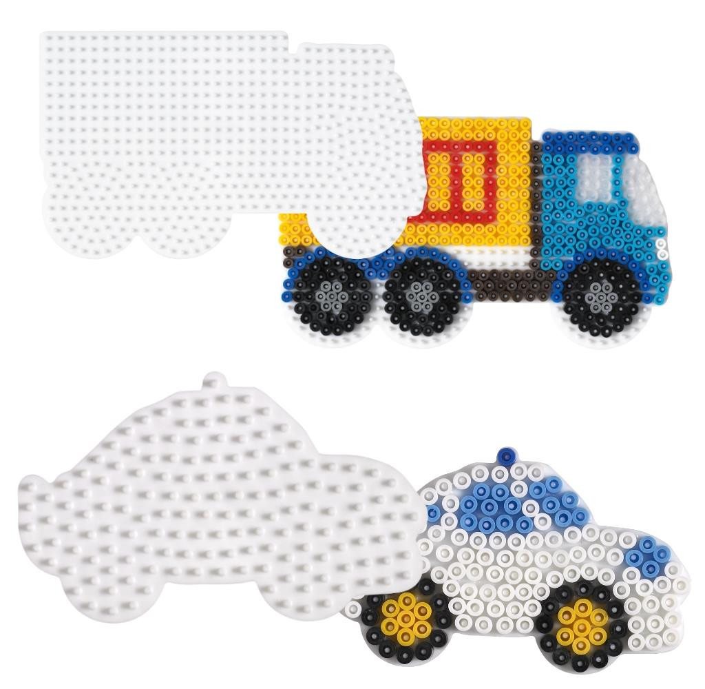 Hama Perlen Bügelperlen Hama Stiftplatten-Set Fahrzeuge, weiß für Midi-Bügelperlen
