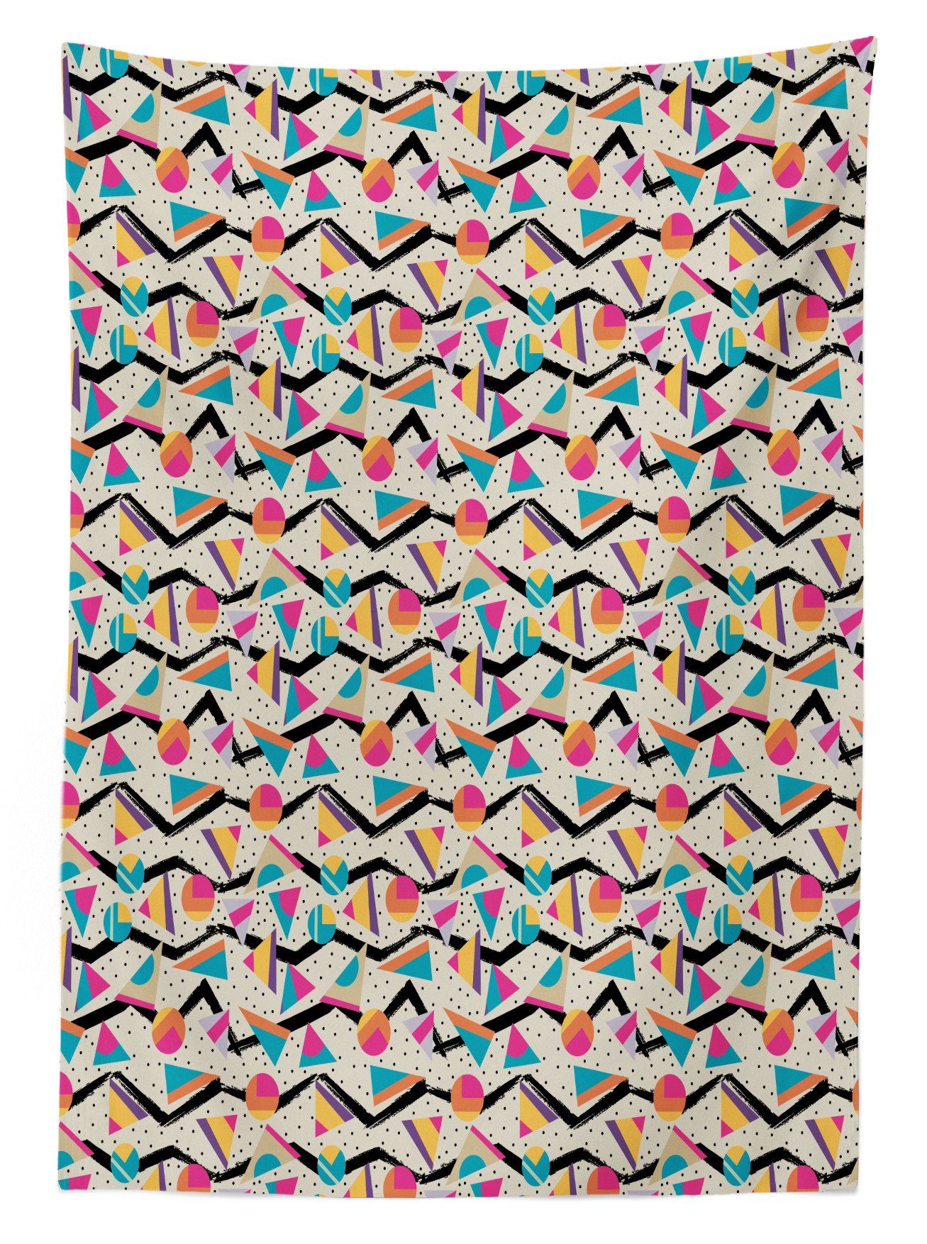 Außen geeignet Farben, Farbfest Abakuhaus Tischdecke 80er den Für Klare Jahrgang Bereich Memphis Geometrischer Waschbar