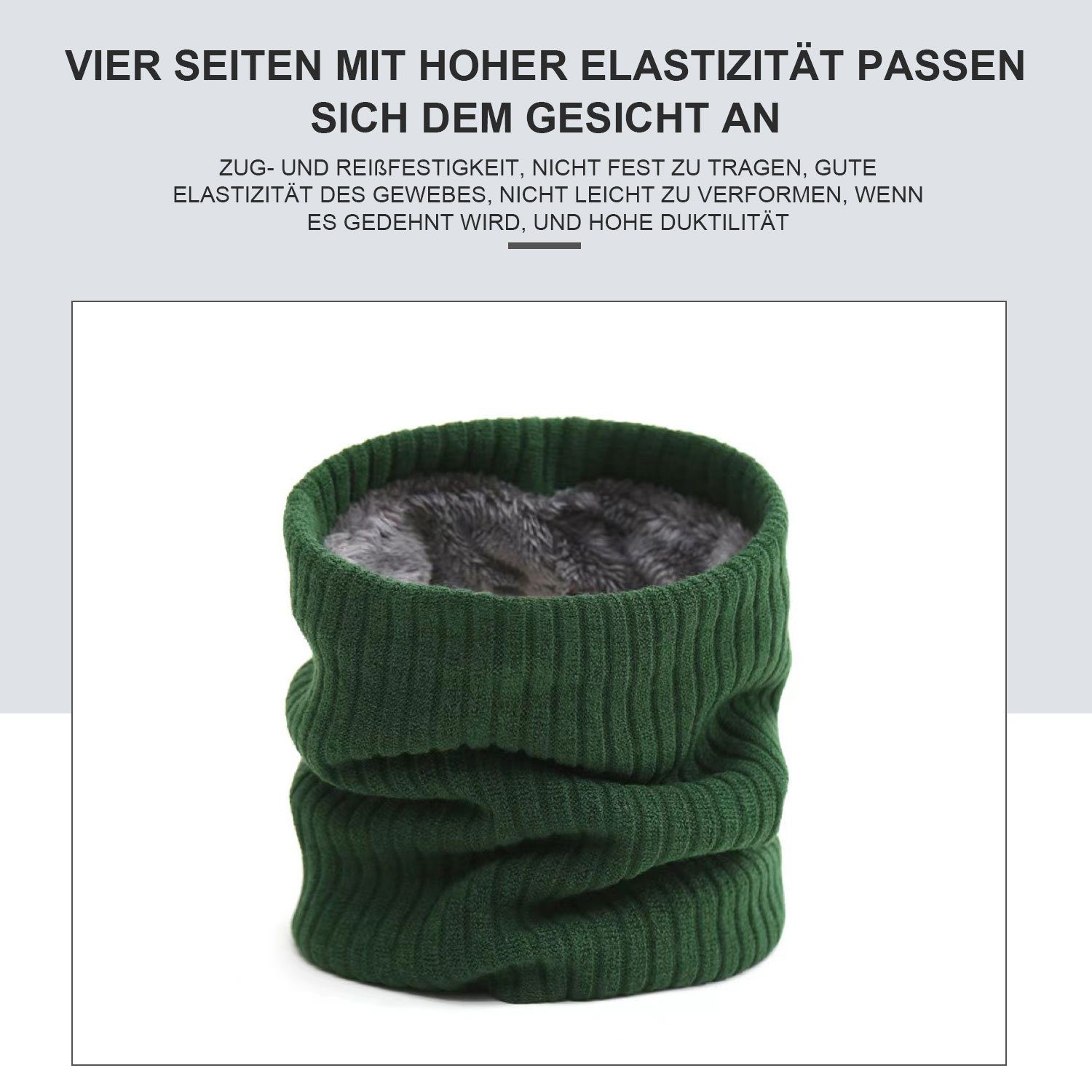 Grün gefüttertes Fleece Winter Strickschal (1-St) Röhrchenschal, Halswärmer MAGICSHE