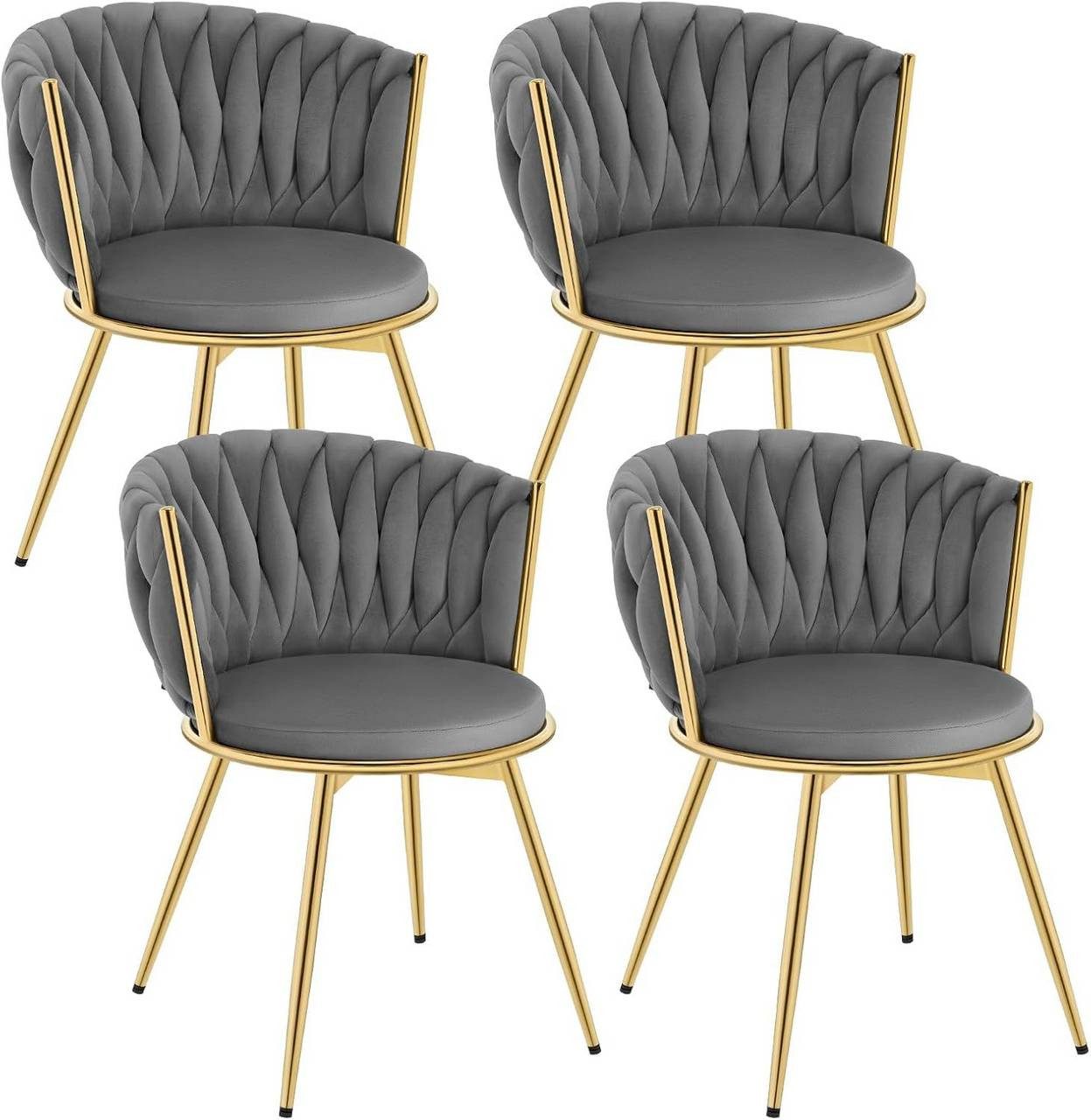 Woltu Küchenstuhl (4 St), 4er Set, mit Metallrahmen, ergonomisch, 360° drehbar, Samtsitz
