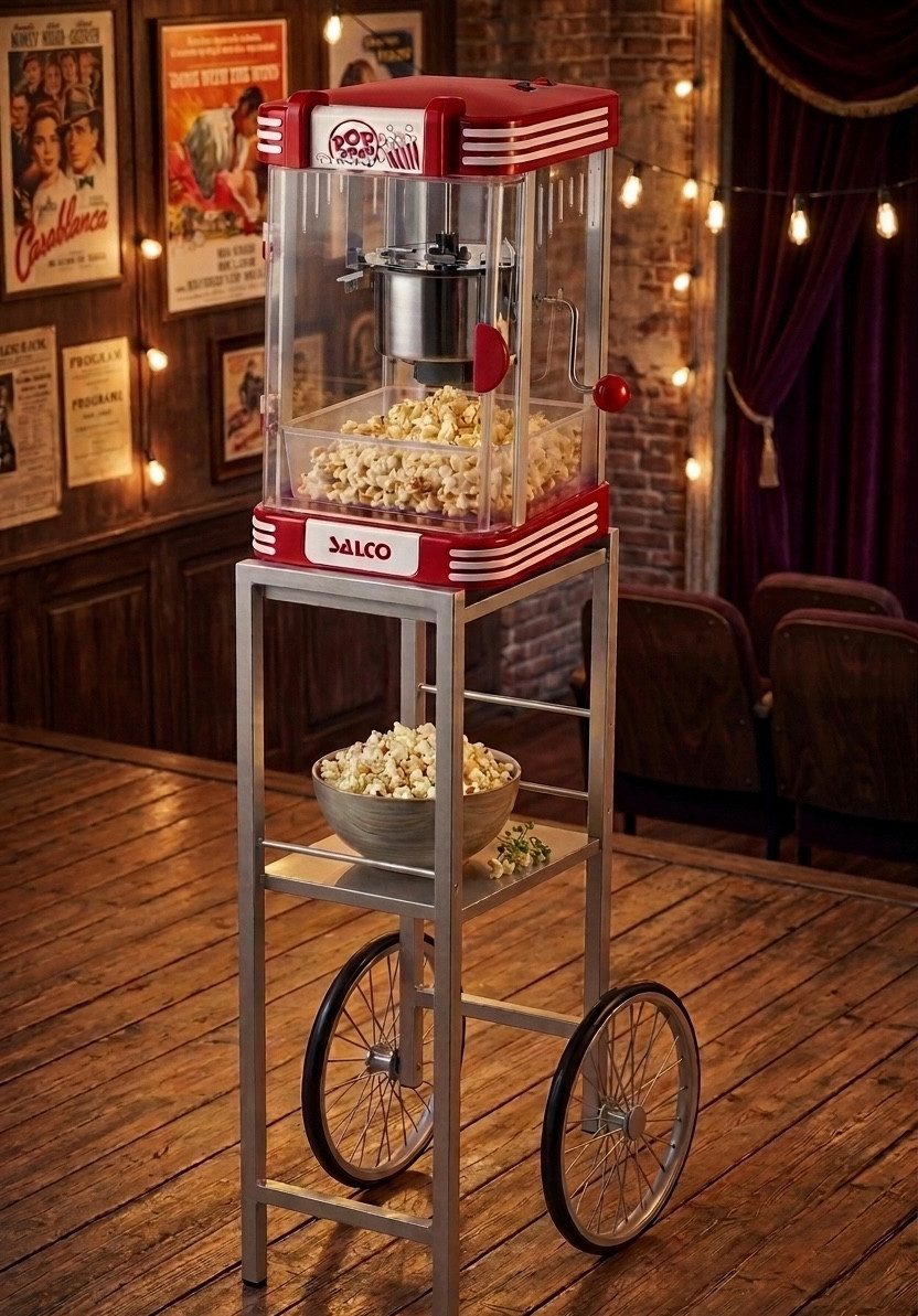 SALCO 2-in-1-Popcornmaschine SET SNP-24, Edelstahlkessel, Eingebautes Rührsystem, inkl. Popcorn-Schale – Bild 2 von 2