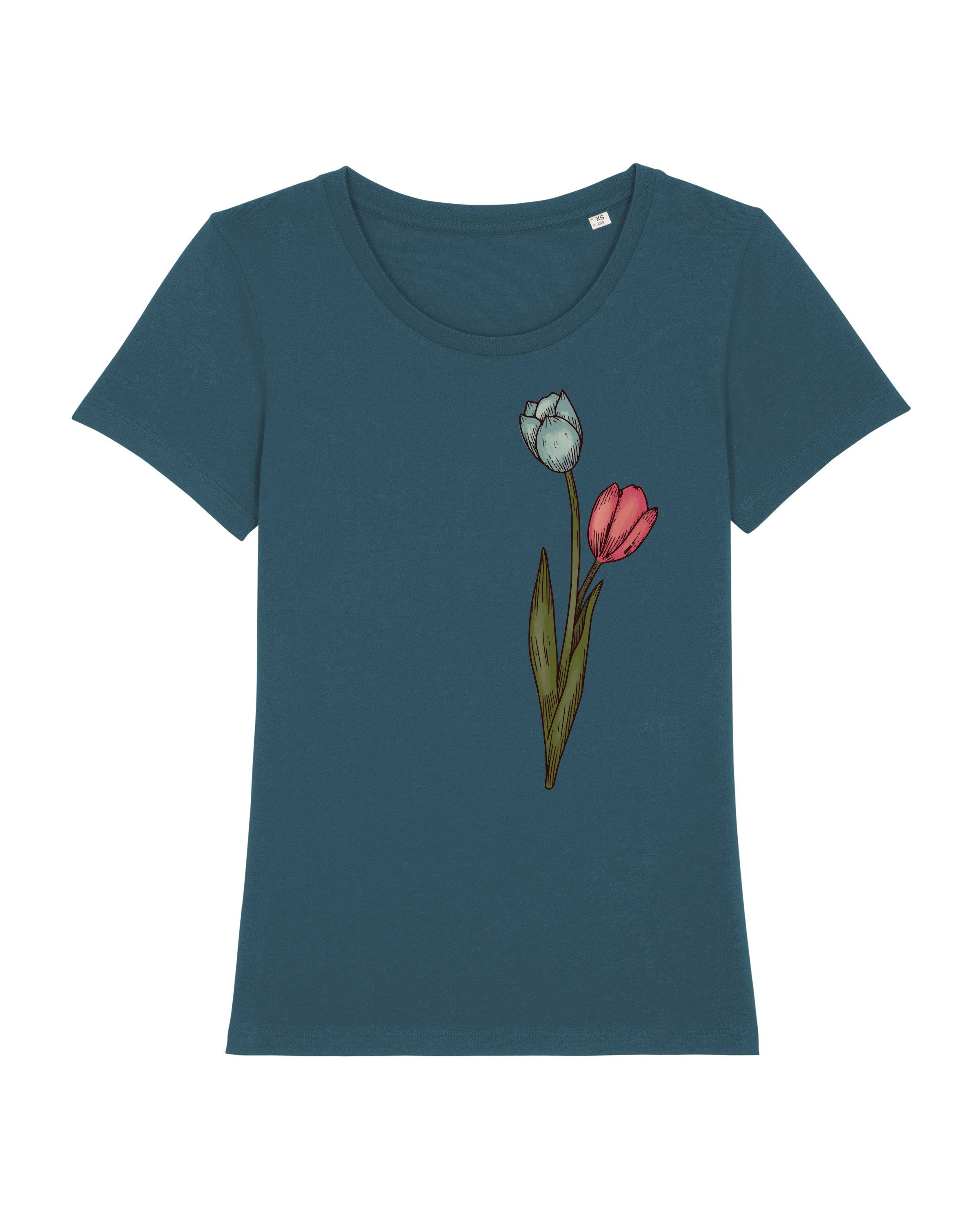 wat? Apparel Print-Shirt Blume in Wasserfarbe 05 (1-tlg) pertrol