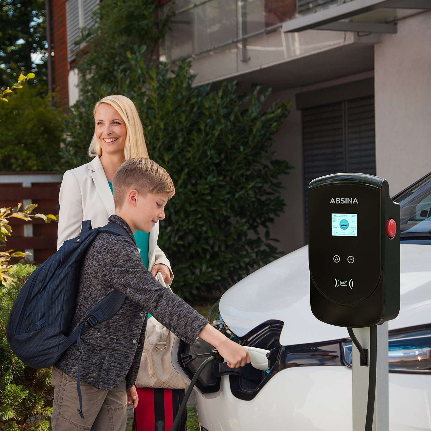 ABSINA Wallbox 11kW mit Typ 2 Ladekabel 8m - Elektroauto Ladestation bis 16A Elektroauto-Ladegerät