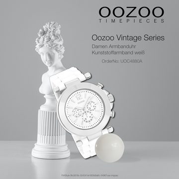 OOZOO Quarzuhr Oozoo Unisex Armbanduhr Vintage Series, (Analoguhr), Damen, Herrenuhr rund, groß (ca. 40mm) Kunststoffarmband weiß