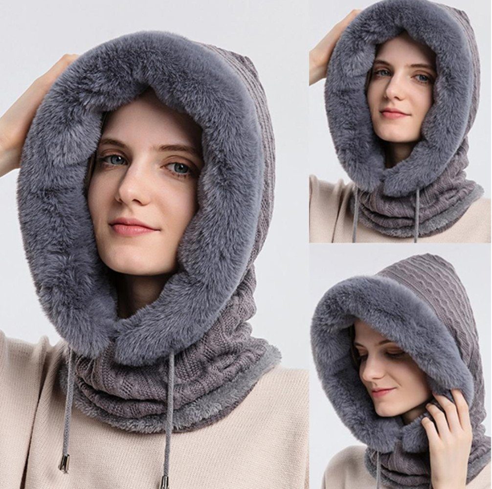 Schal Wintermützen,Strickmützen,Warme grau Kapuzen Damen Winddichte Winter,Sturmhauben Vollgesichtsmaske & Schal,Mütze Schal Mütze Mütze XDeer