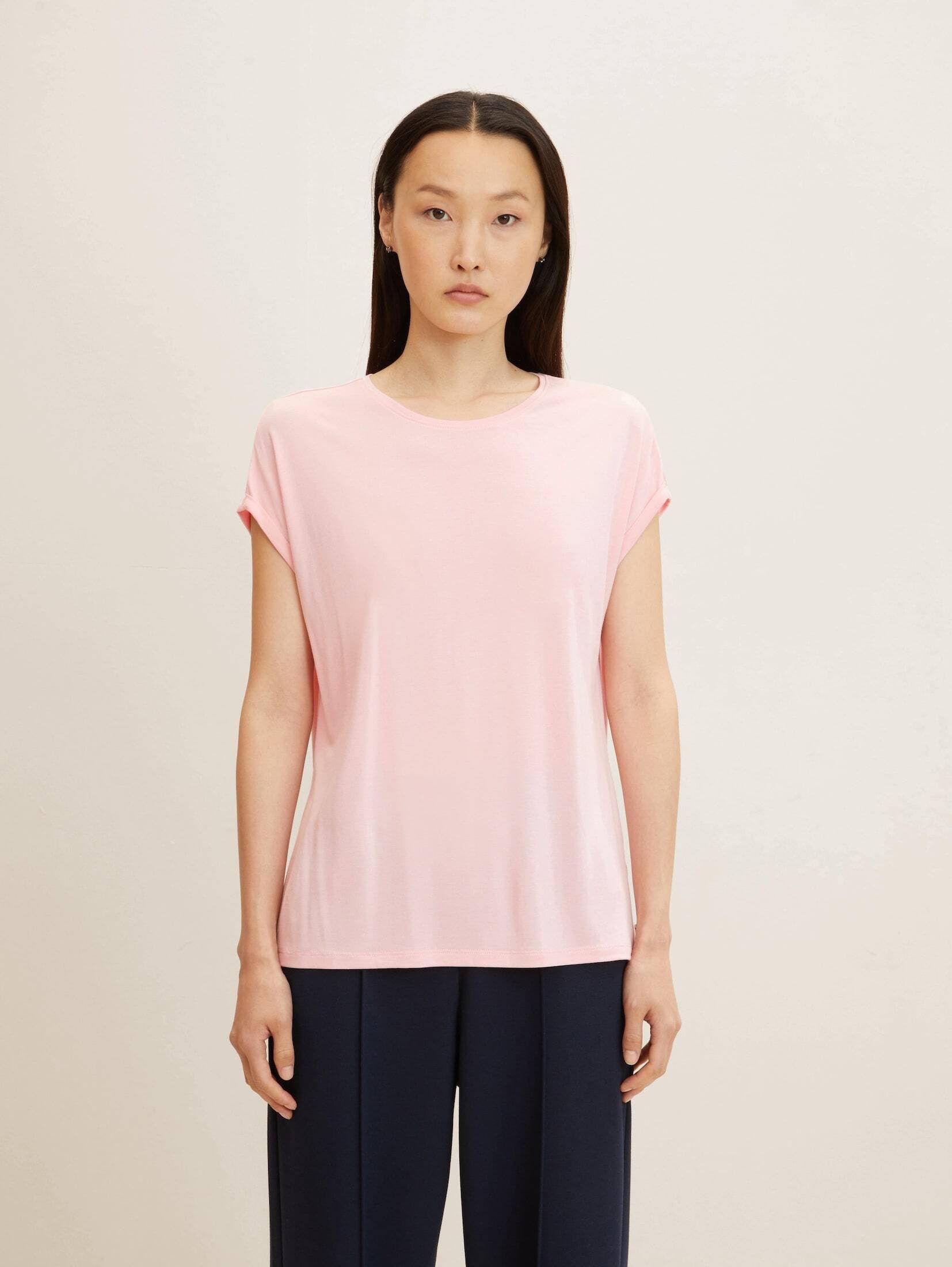 TOM TAILOR Denim Langarmshirt Basic T-Shirt soft pink | T-Shirts