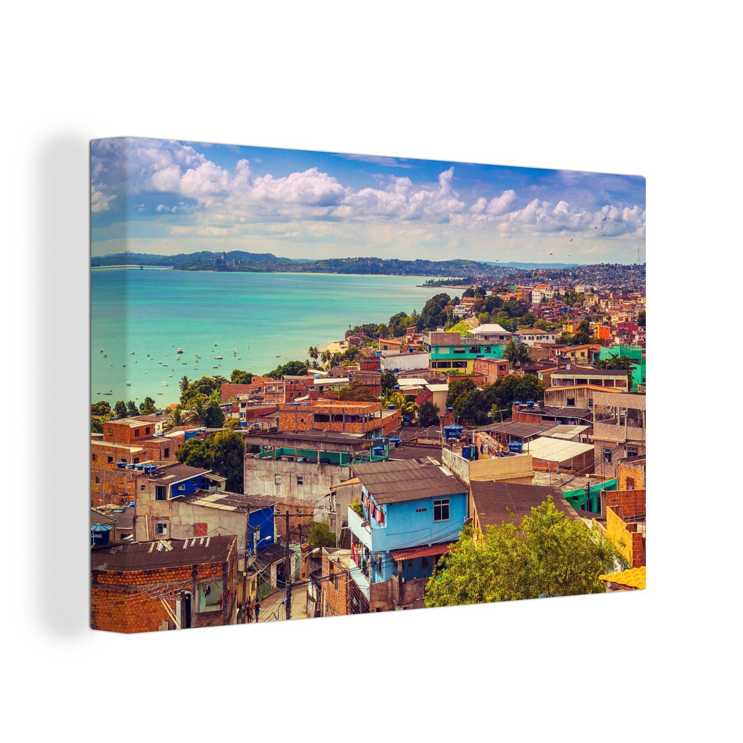 OneMillionCanvasses® Leinwandbild Itapajipe-Bucht in São Salvador bei Bahia in Brasilien, (1 St), Wandbild Leinwandbilder, Aufhängefertig, Wanddeko, 30x20 cm