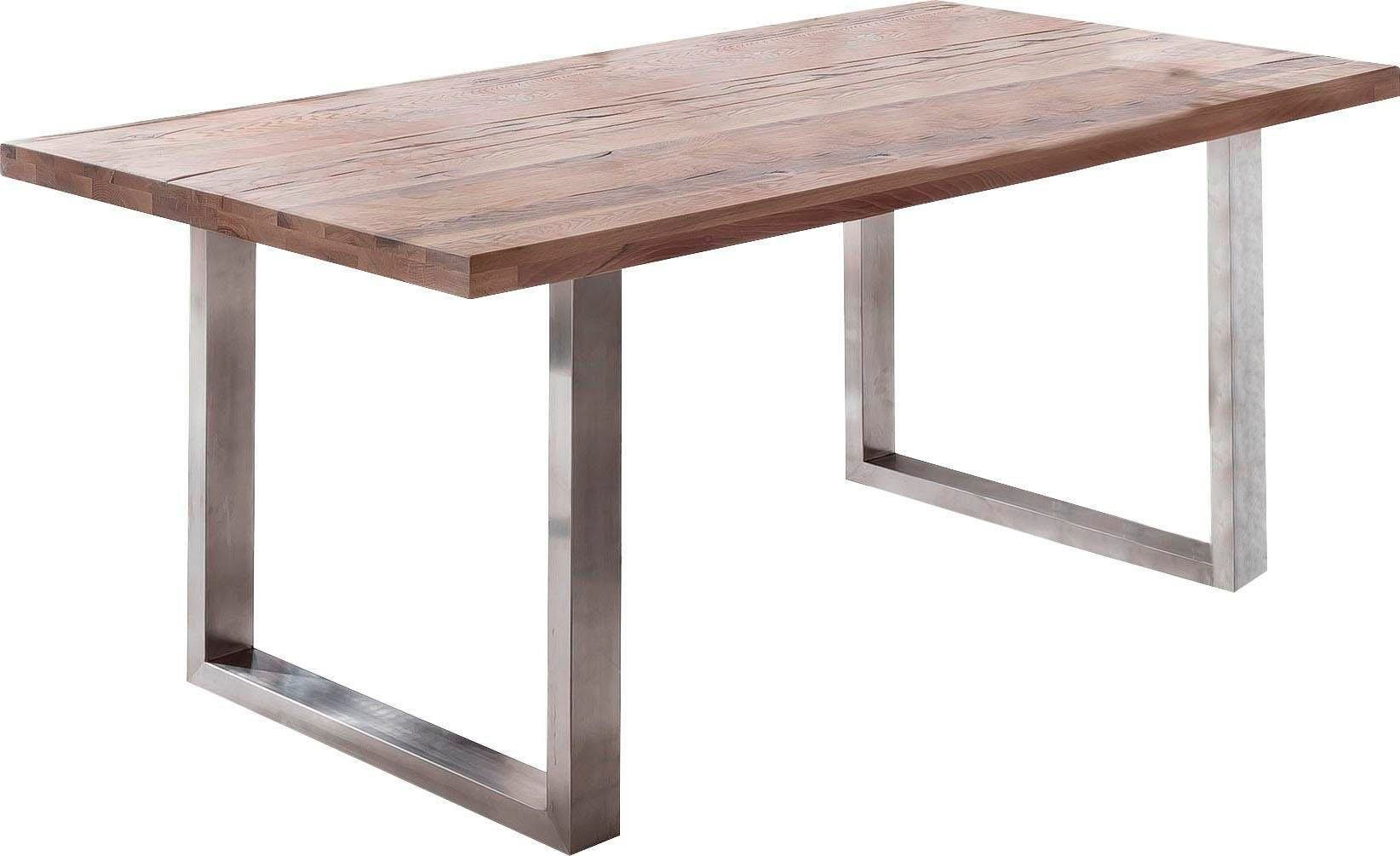Home affaire Esstisch New York, Balkeneiche massiv mit ausdrucksstarker Holzoptik