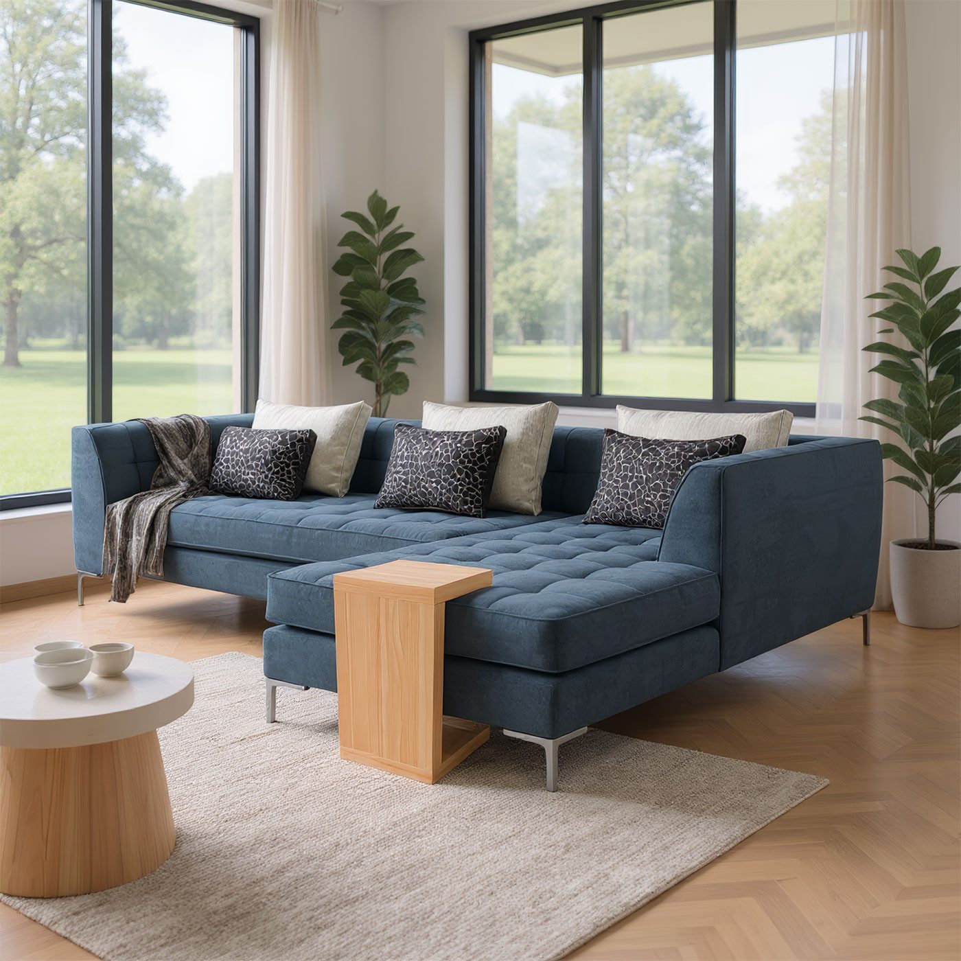 Levandeo® Couchtisch, Beistelltisch Coco Kernbuche 32x32cm Höhe 50cm