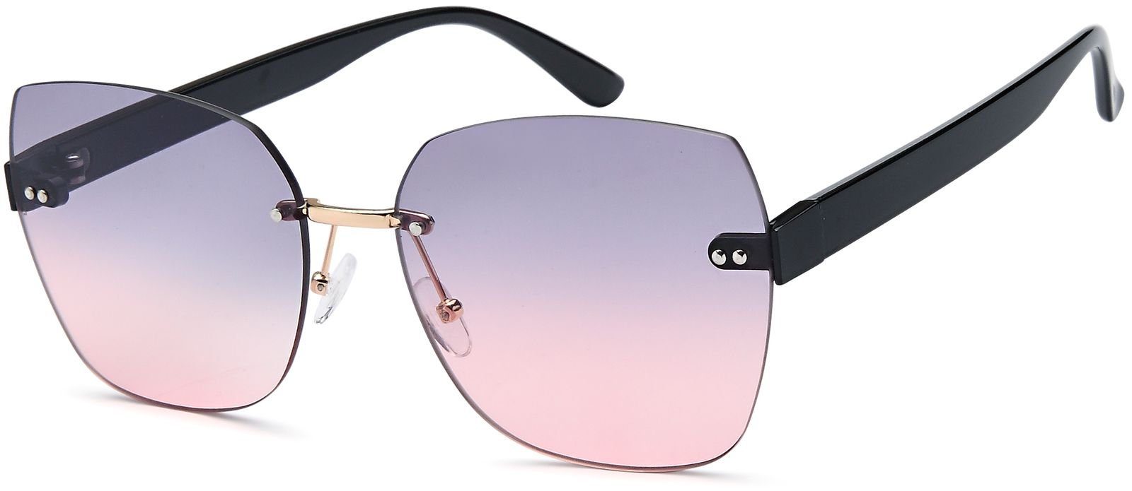 styleBREAKER Sonnenbrille (1-St) Getönt Gestell Schwarz / Glas Grau-Rose Verlauf