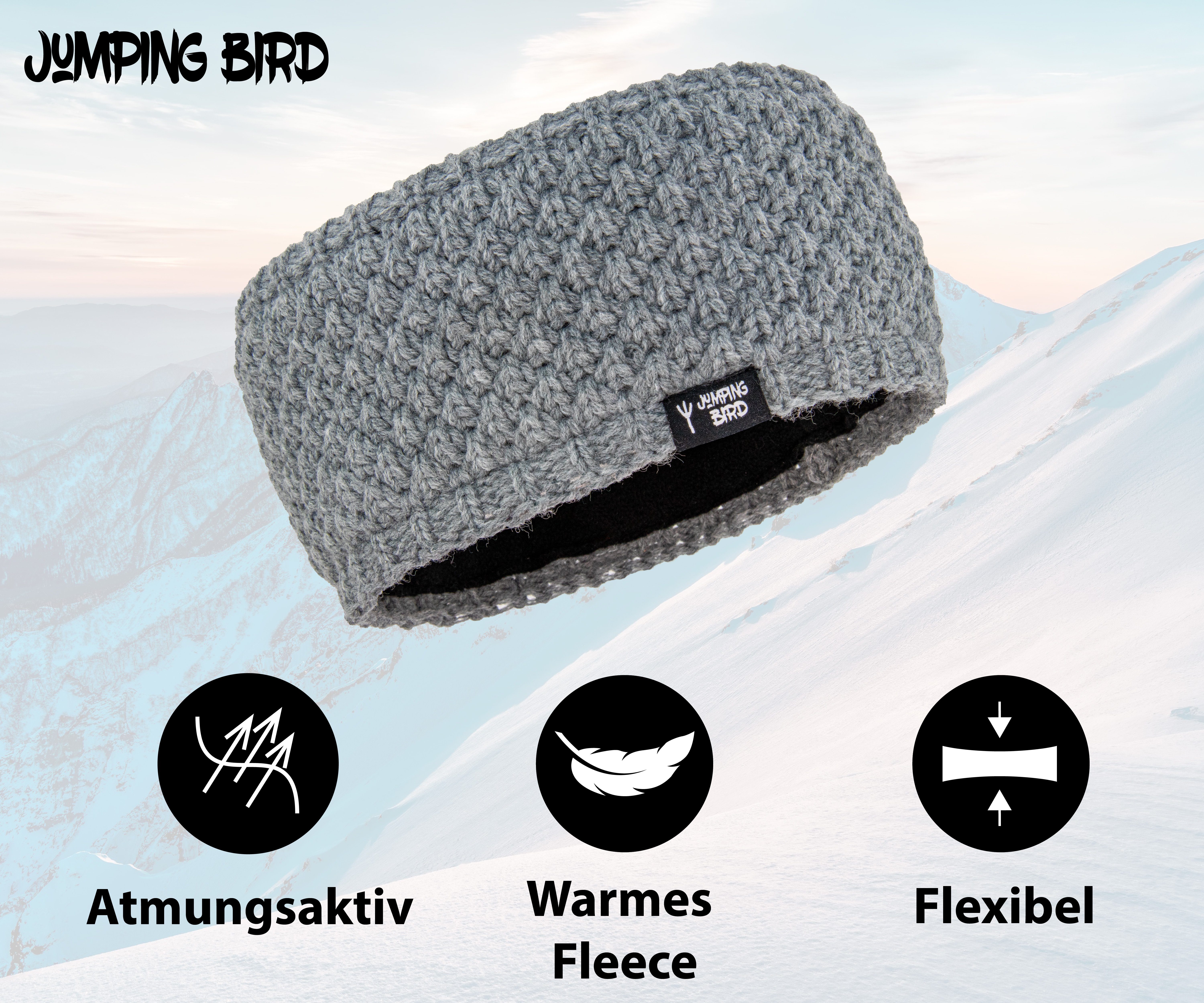 Grau Innen-Fleece warmem Bird Jumping Stirnband mit