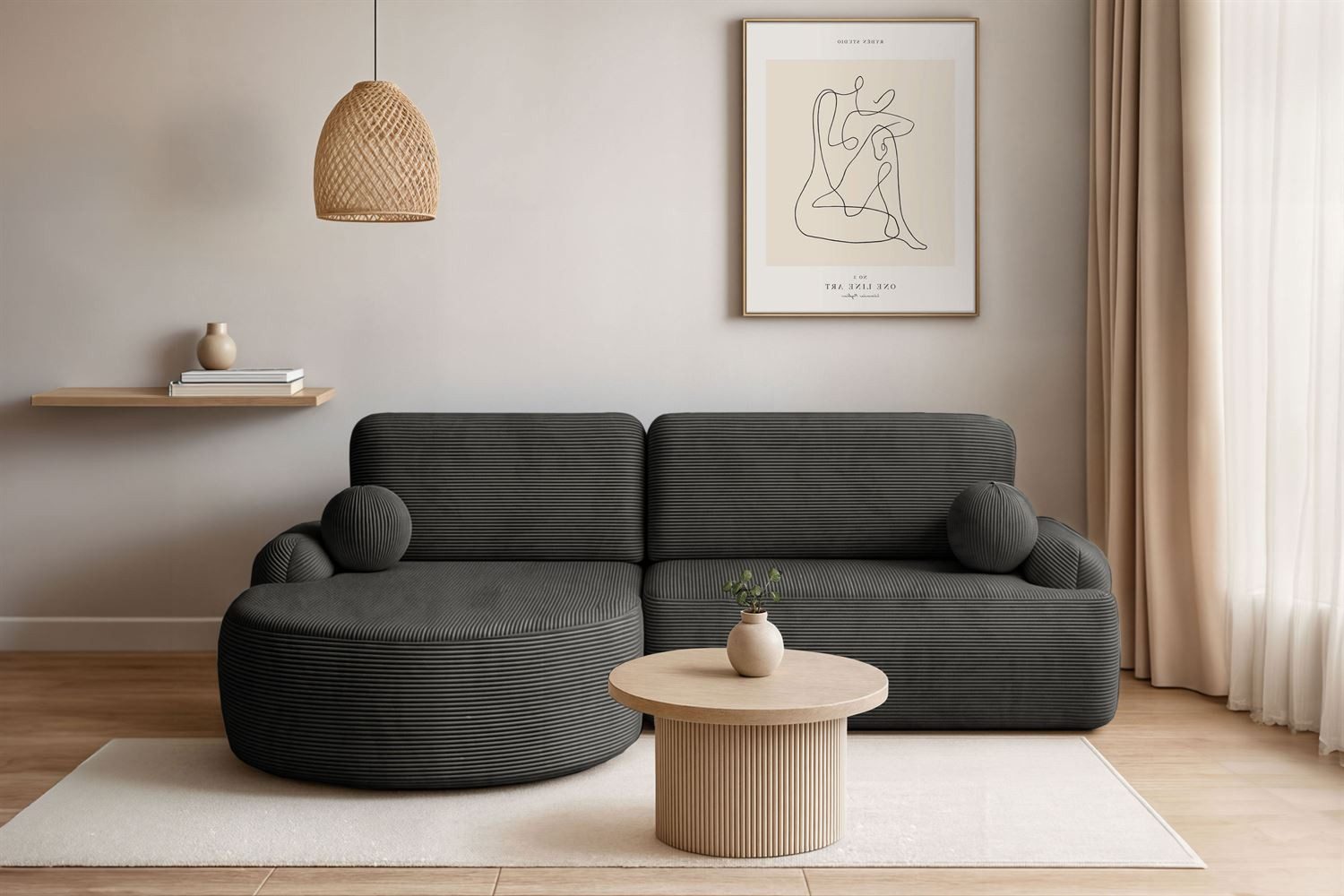 Lookway Ecksofa CLEO CORD Rundes Ecksofa günstig online kaufen