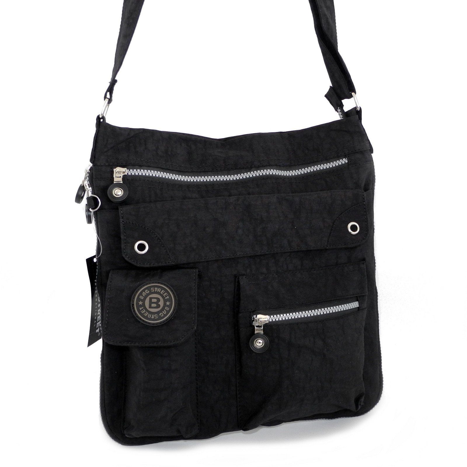 BAG STREET Umhängetasche Bag Street Messengerbag - Umhängetasche Herren Damen Auswa Schwarz Stofftasche