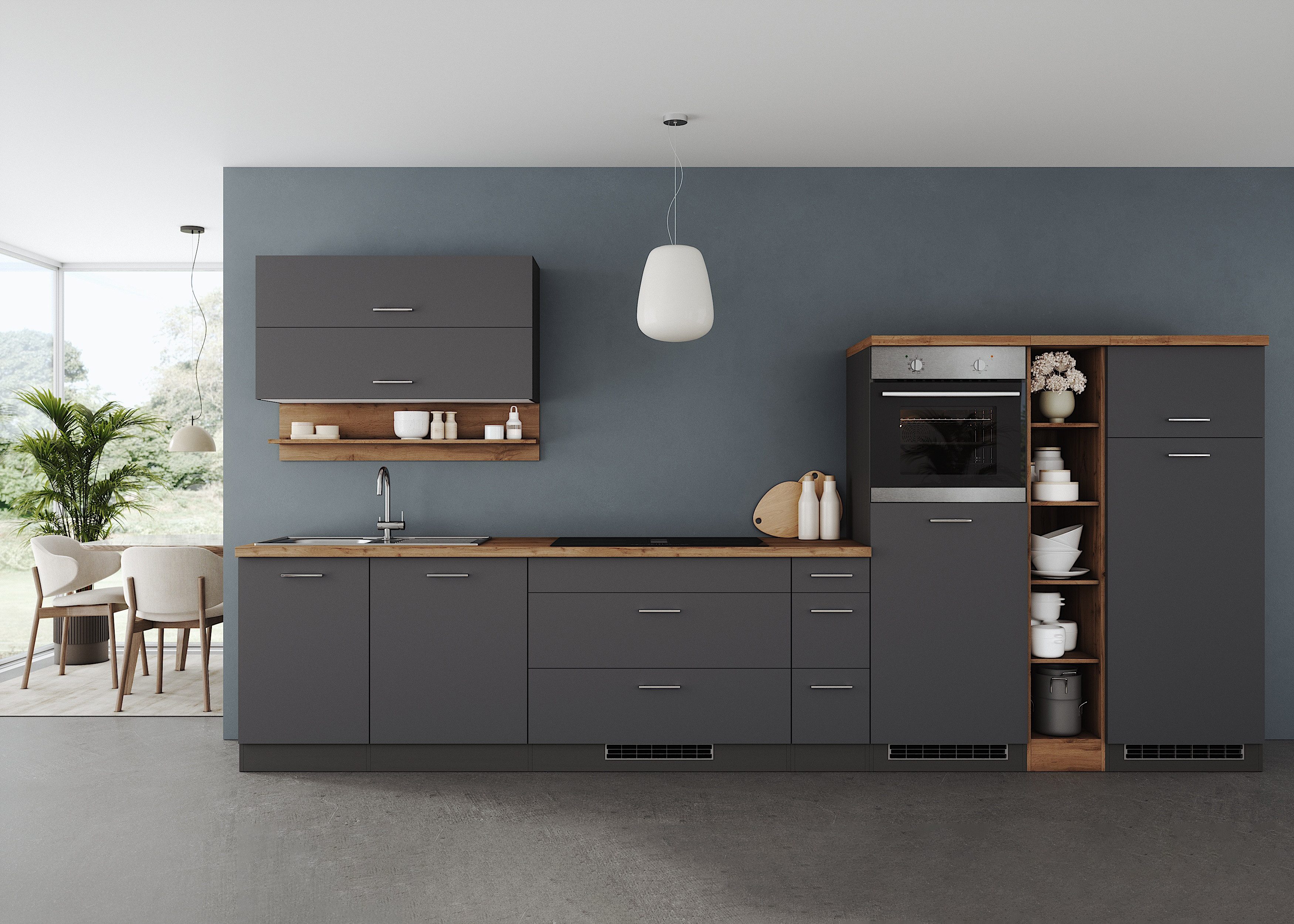 KOCHSTATION Küchenzeile KS-Milan, optional mit Muldenlüfter, Breite 390 cm, günstig online kaufen