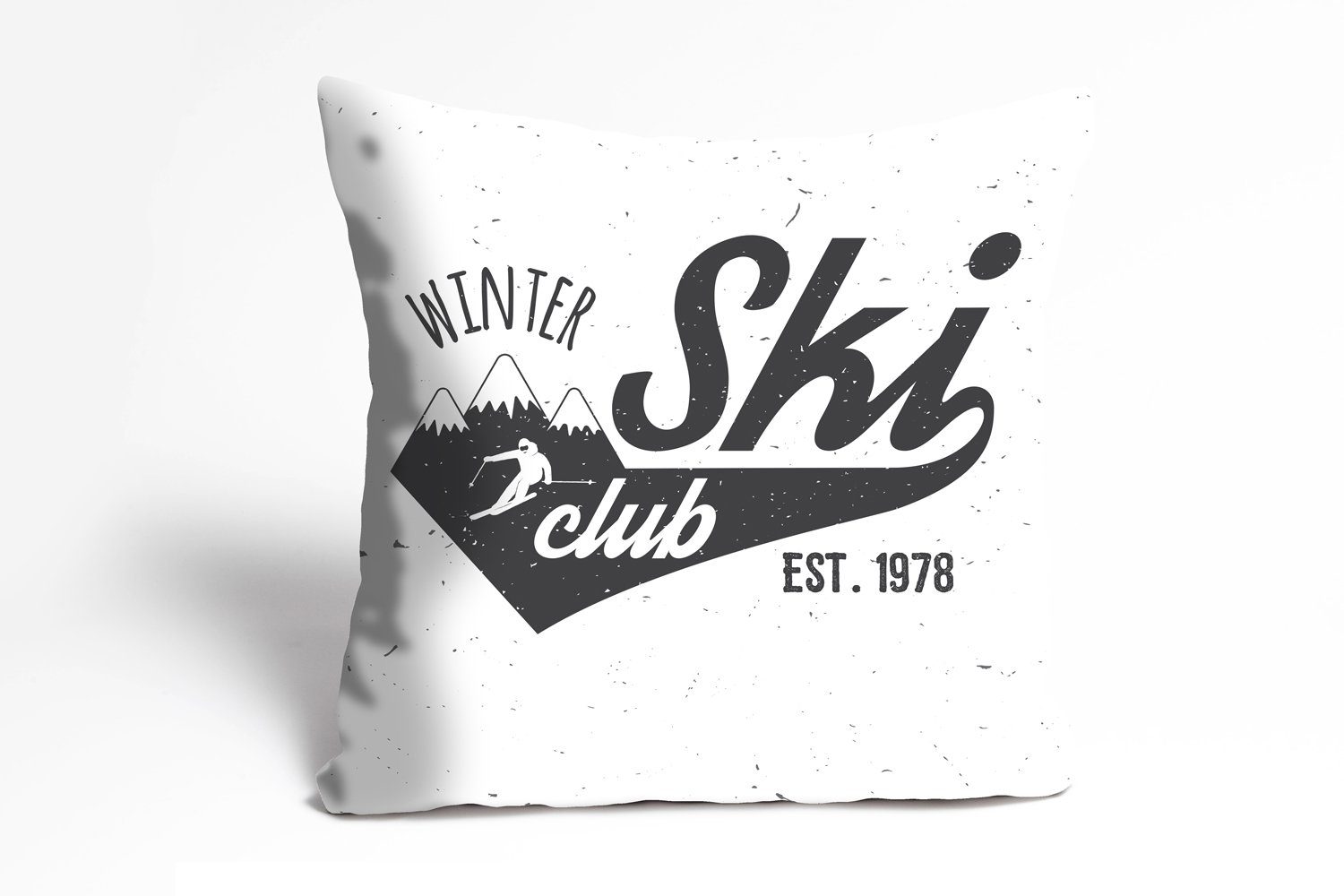 Kissenbezug Winter Ski Club - mit Reißverschluss (1 Kissenhülle - 40x40cm queence Zierkissenbezug, Stück), 