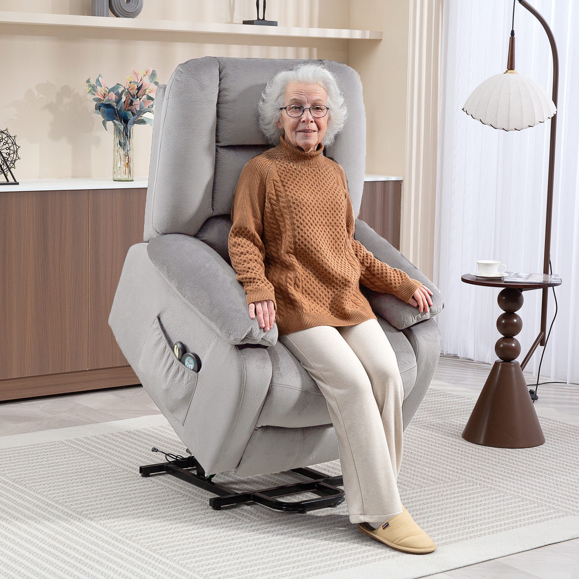 HOMCOM Relaxsessel Fernsehsessel mit Aufstehhilfe (Massagesessel günstig online kaufen