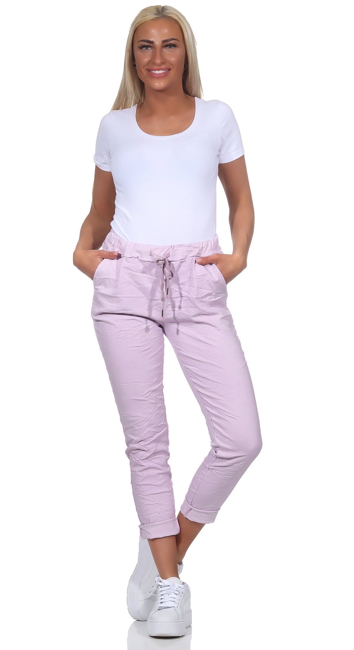 Aurela Damenmode Chinohose Körpergröße auch Schlupfhose Stretch-Jeans Schlupfhose großen Damen Flieder modischen in Sommerhose Sommerfarben, Größen 1,69m in erhältlich, max. leichte
