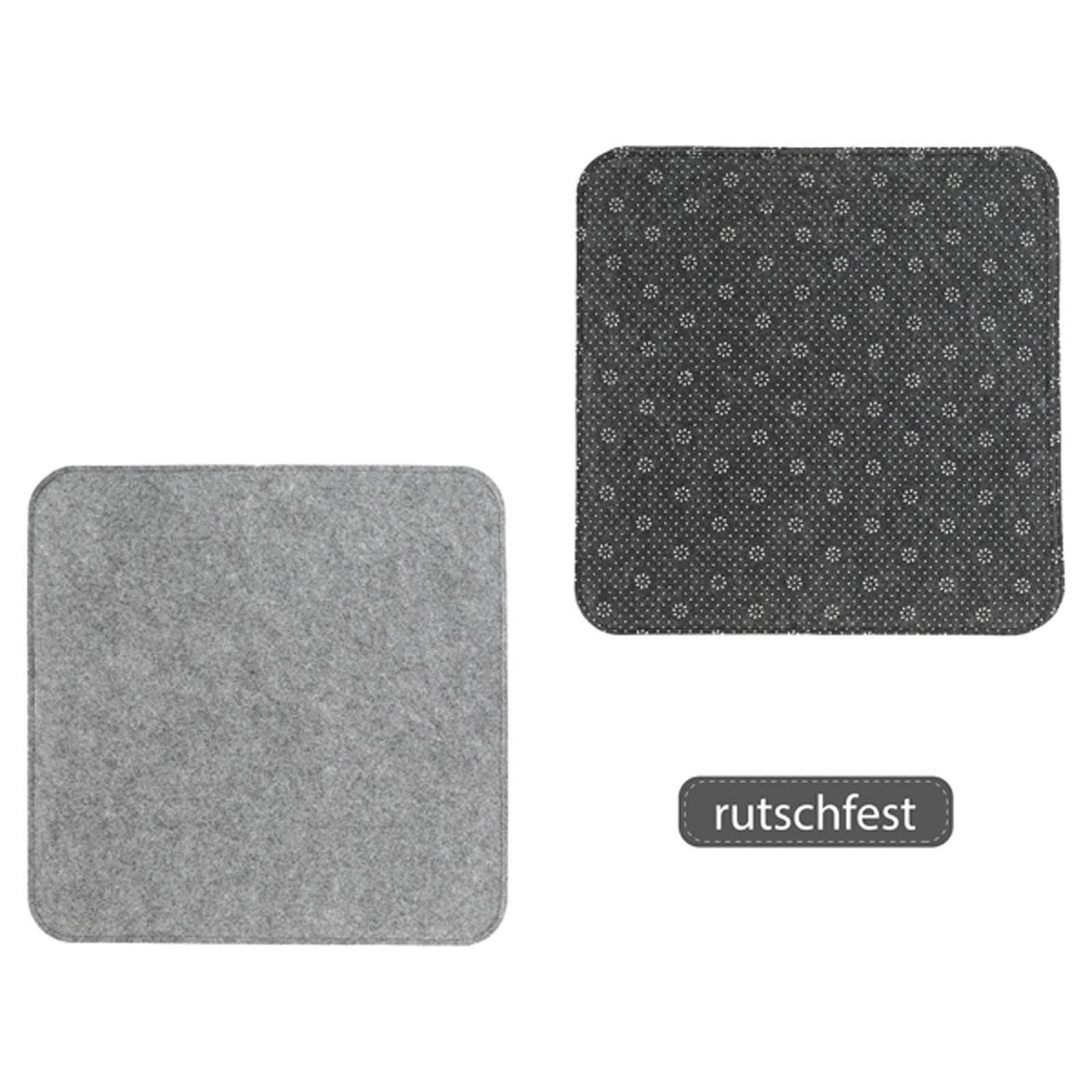 VOSSBACH Sitzkissen Stuhlkissen Set Sitzauflage Filzkissen, Filz Eckig 35 x 35 cm mit Antirutschnoppen
