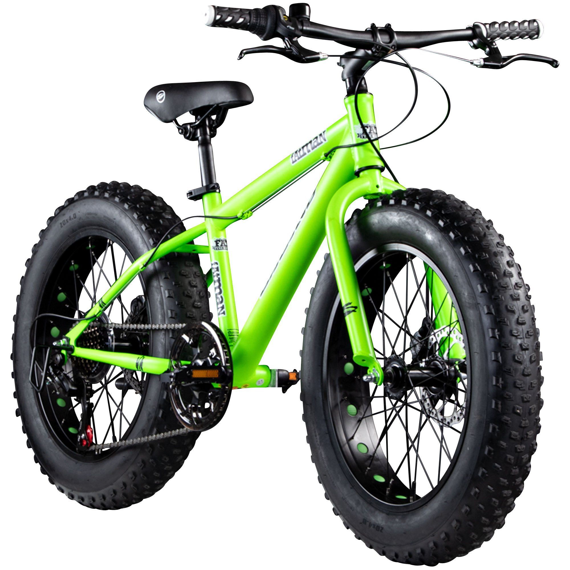 Galano Mountainbike Fatman 4.0, 7 Gang, Kettenschaltung, Kinderfahrrad ab 6 Jahre Jungen Mädchen 120 - 135 cm Fatbike MTB Bike neongrün