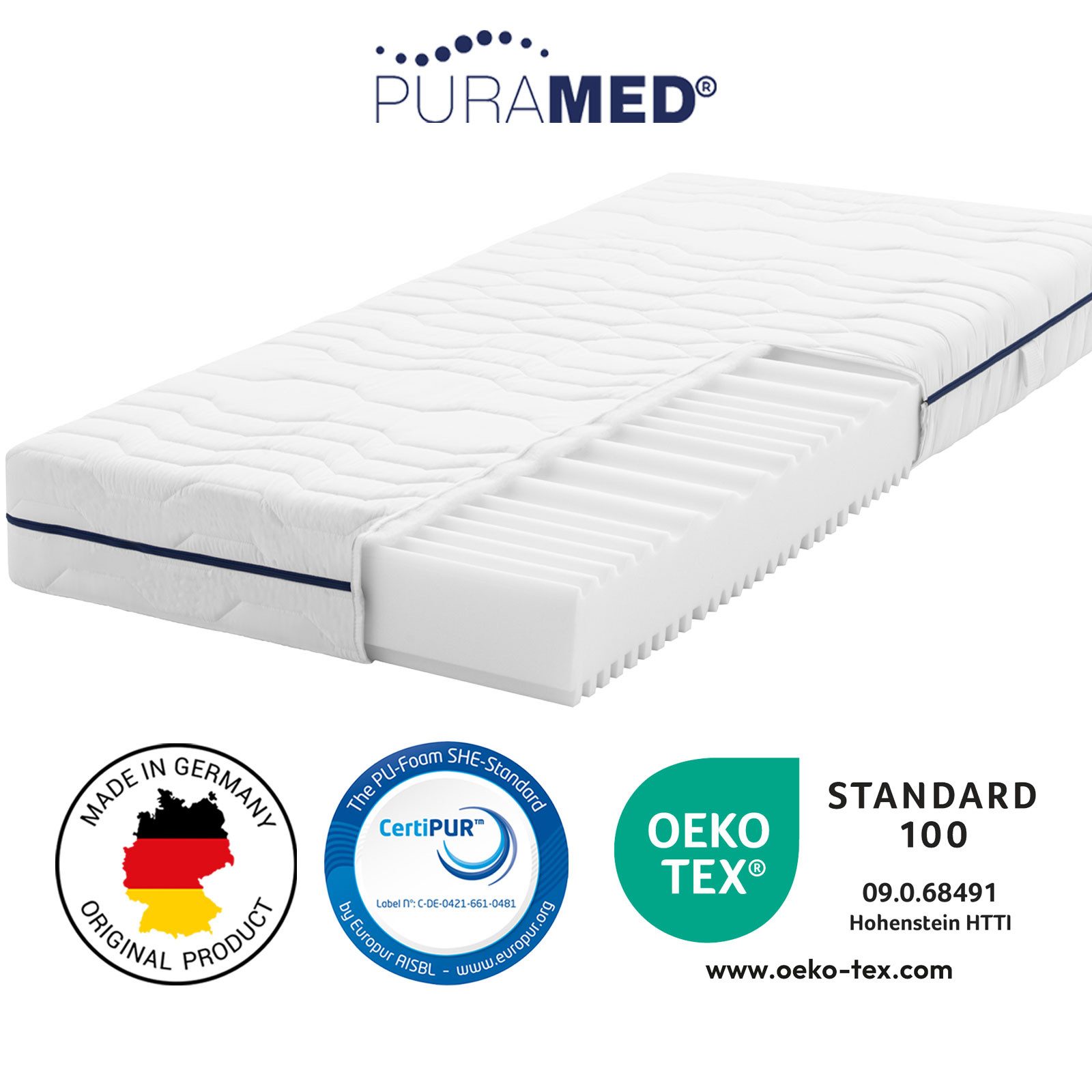 Kaltschaummatratze PURAMED 7-Zonen-Kaltschaummatratze mit waschba..., RAVEN günstig online kaufen