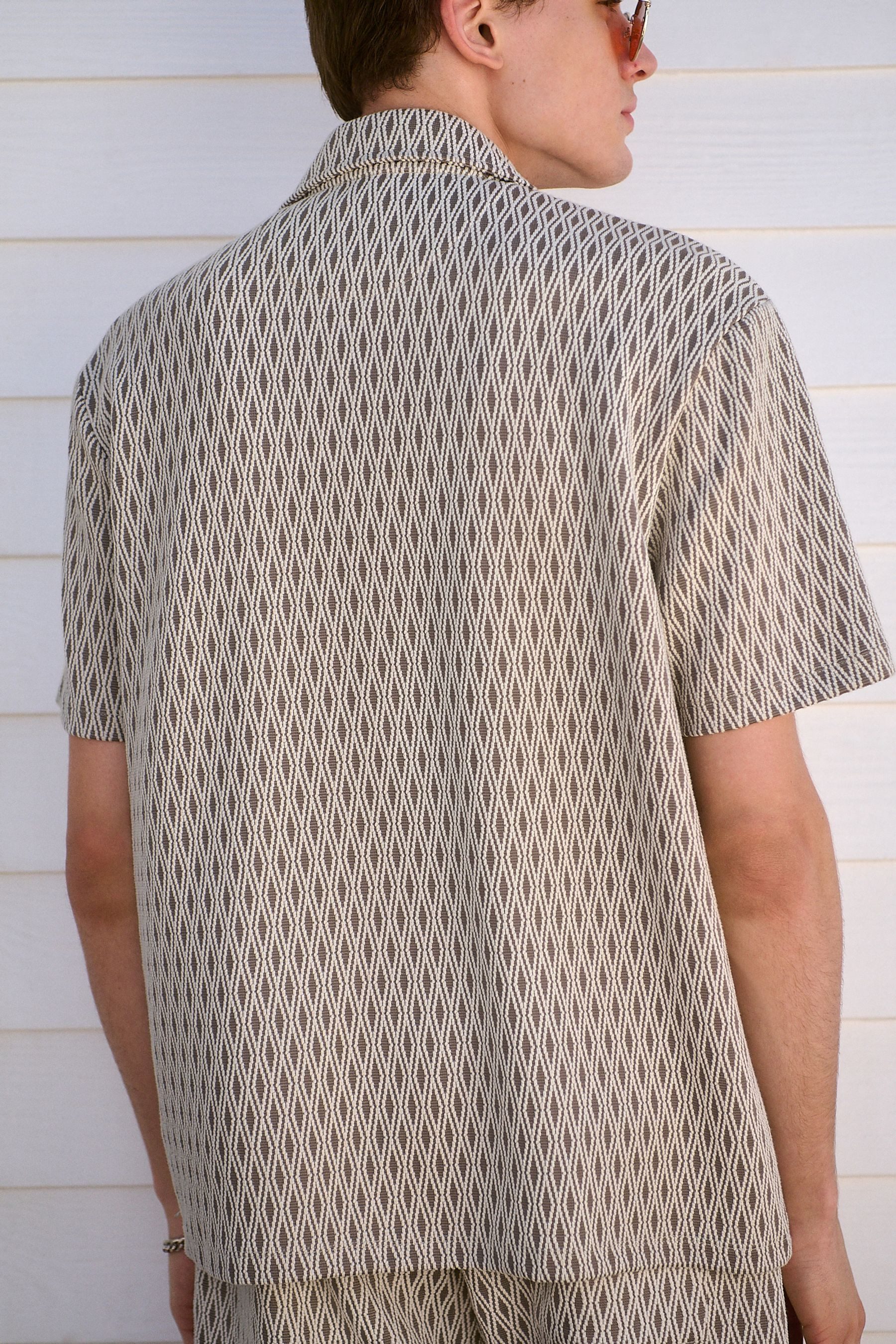 Next Kurzarmhemd Texturiertes Jersey-Hemd mit Streifen günstig online kaufen