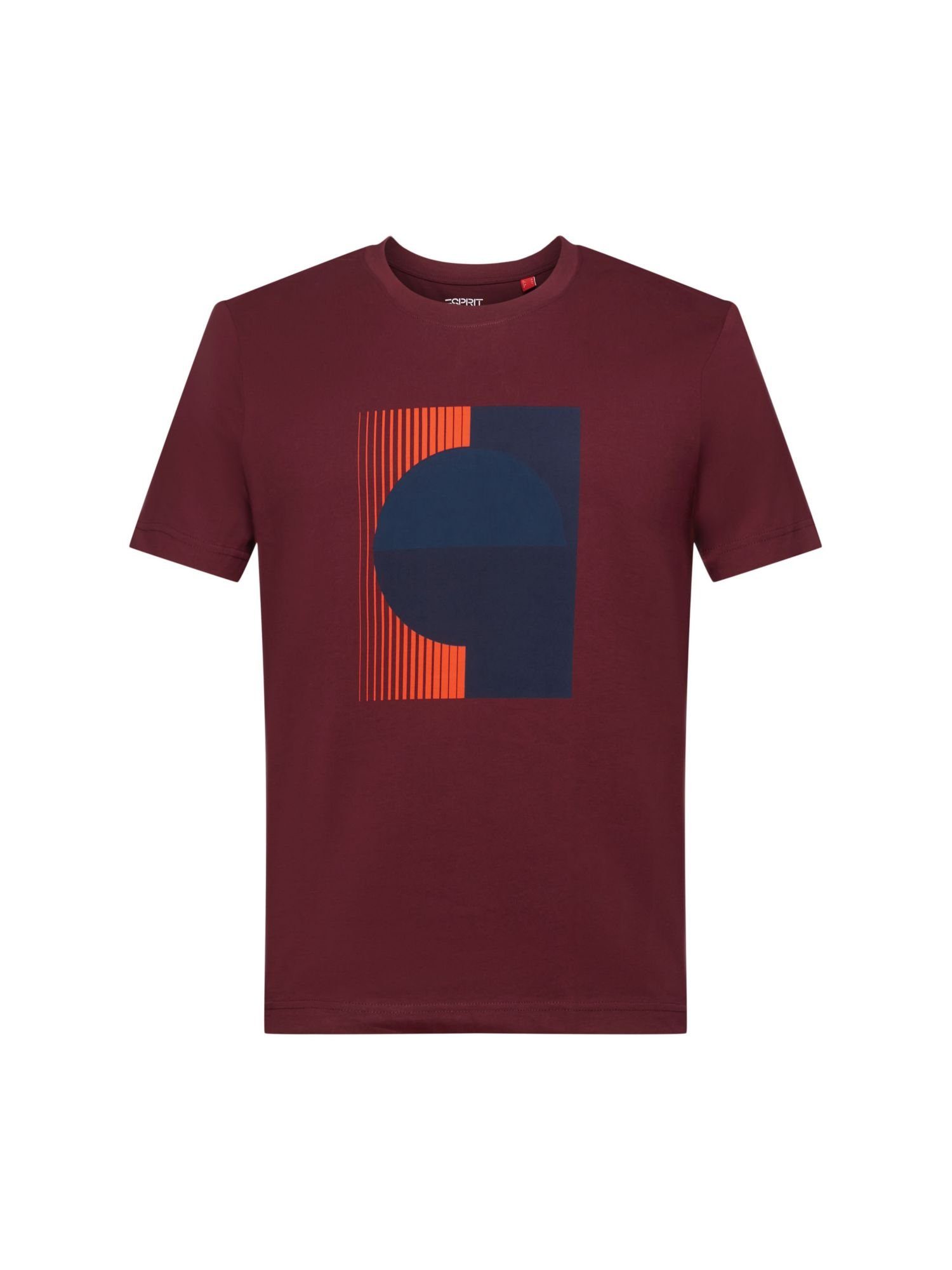 T-Shirt by Baumwolle Esprit edc AUBERGINE Jersey-T-Shirt, 100 % Bedrucktes (1-tlg)