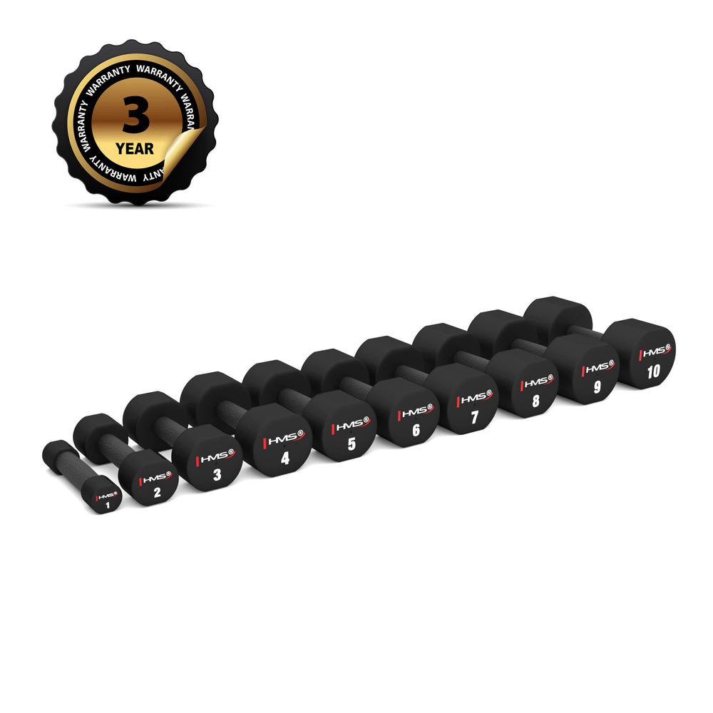 HMS Kurzhantel Fitnesshantel 2 x 10 kg Hantelset, (Spar-Set, Ergonomischer Griff), Perfekt für Krafttraining, Functional Workouts und Ganzkörperübungen